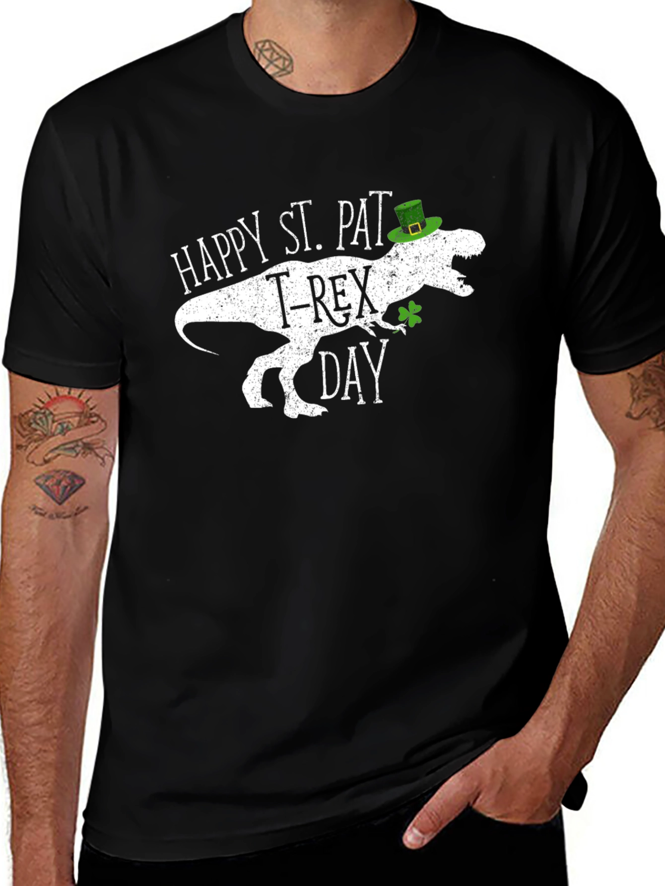 St. Pat-T-Rex Day Black T-Shirt