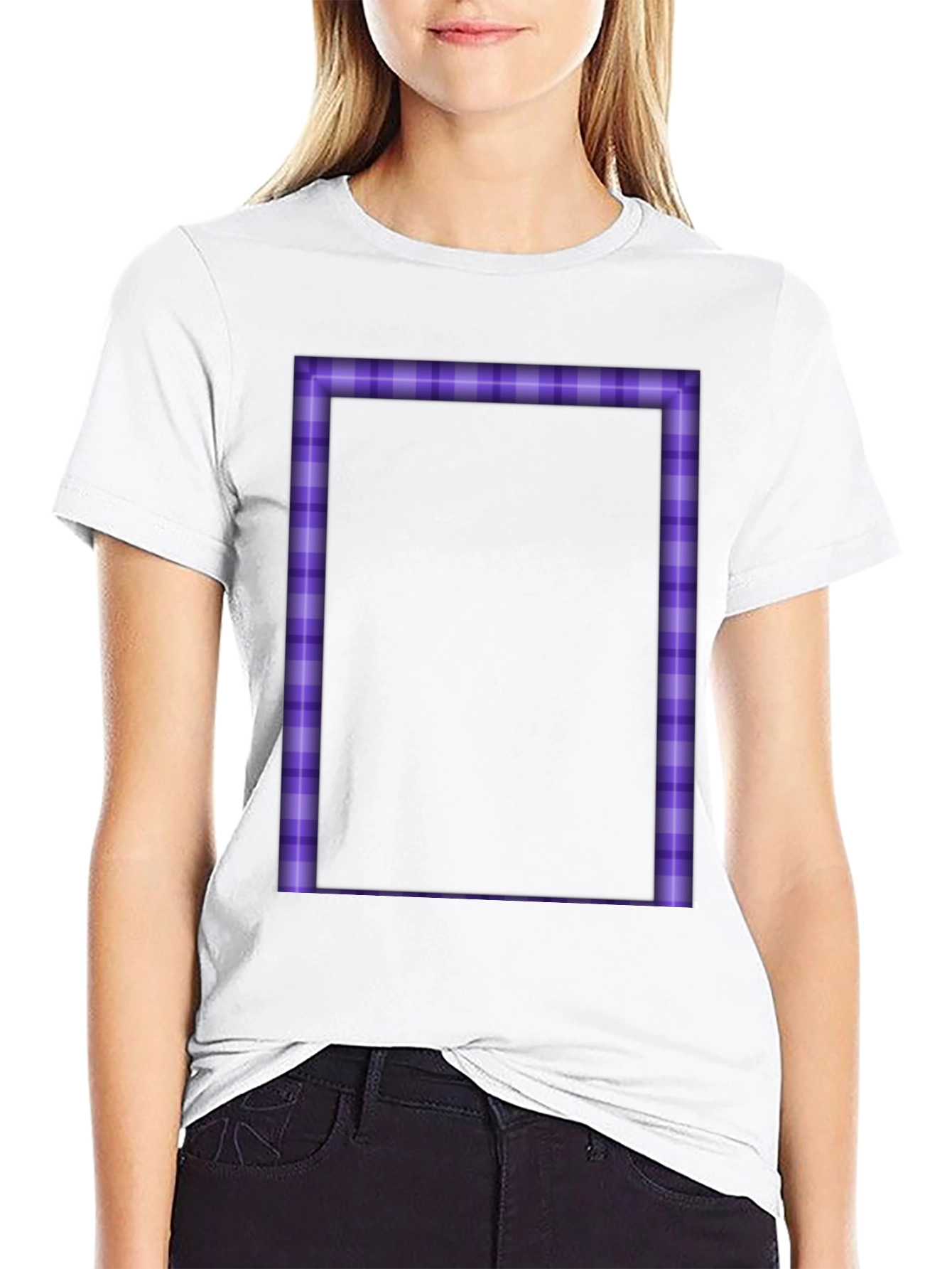 Purple Plaid Border Graphic Tee