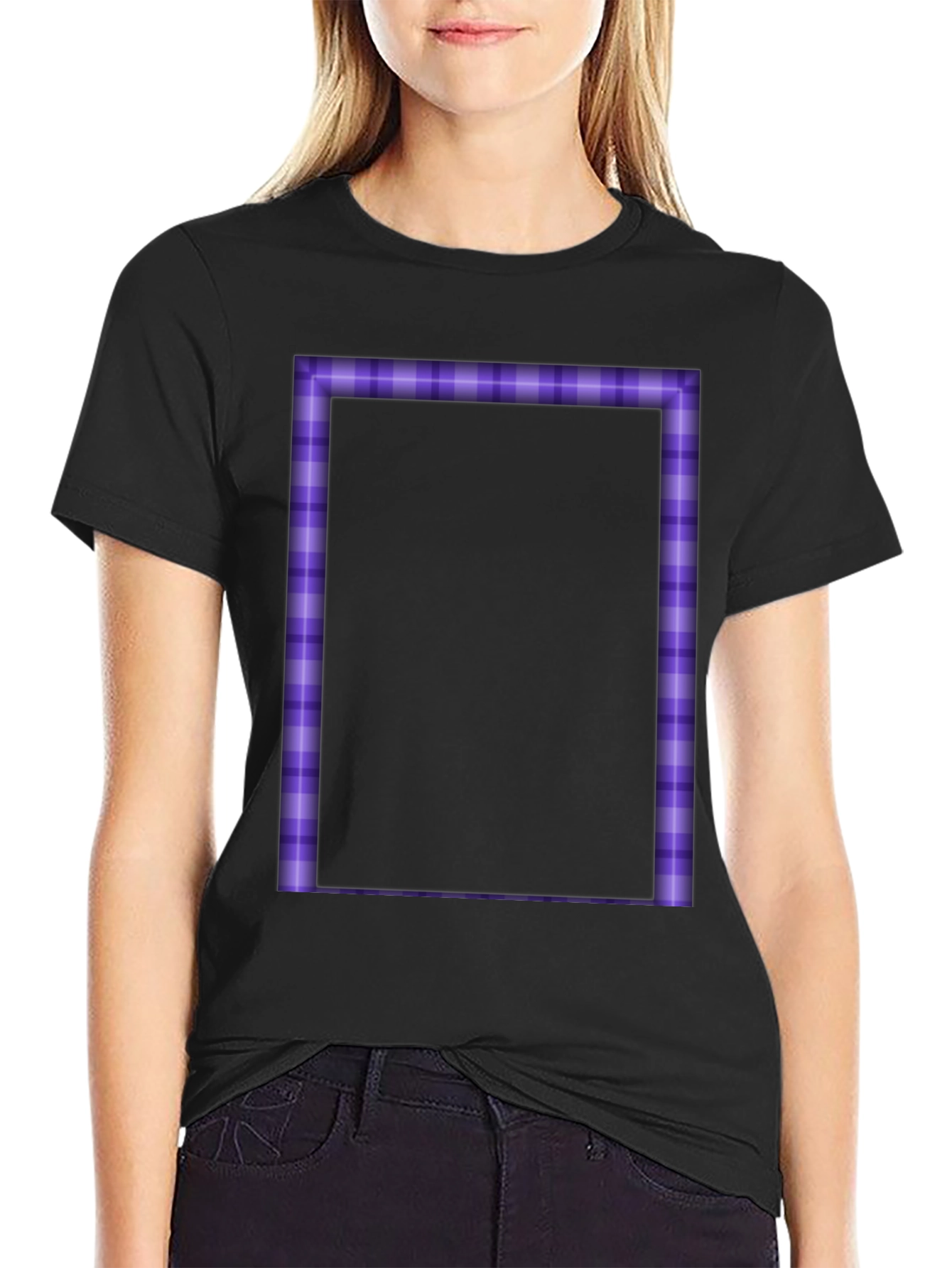 Purple Plaid Border Graphic Tee