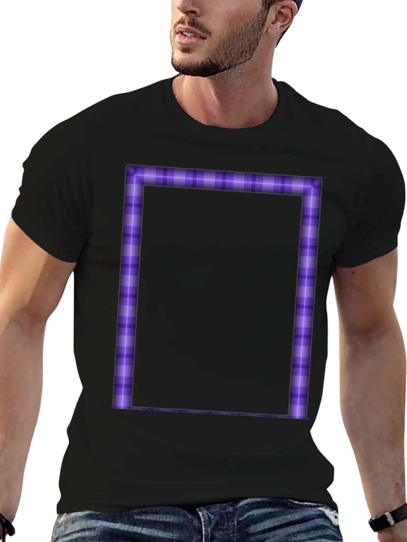 Purple Plaid Border Graphic Tee