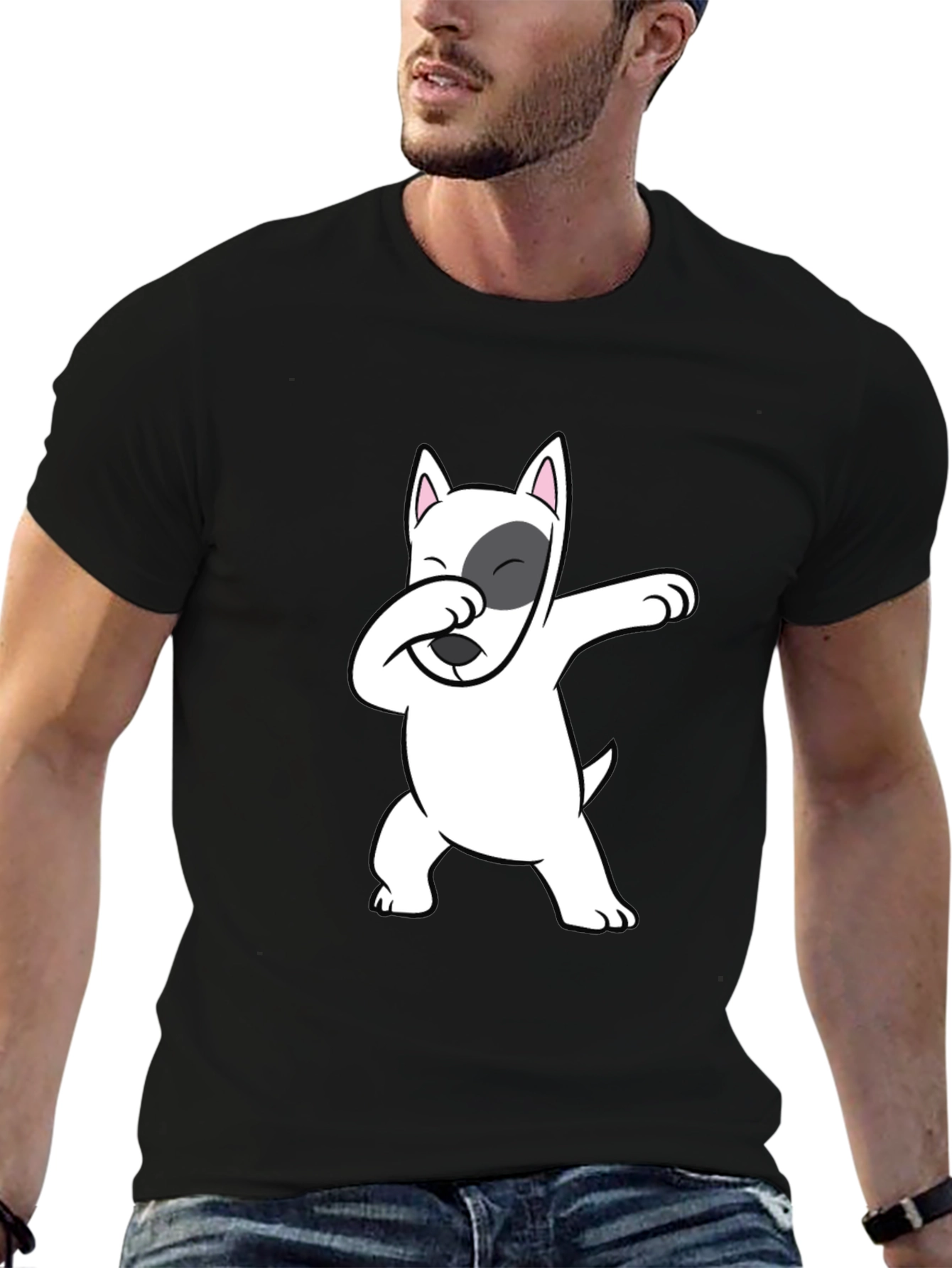 Dabbing Dog Graphic Tee - Cool Bull Terrier T-Shirt