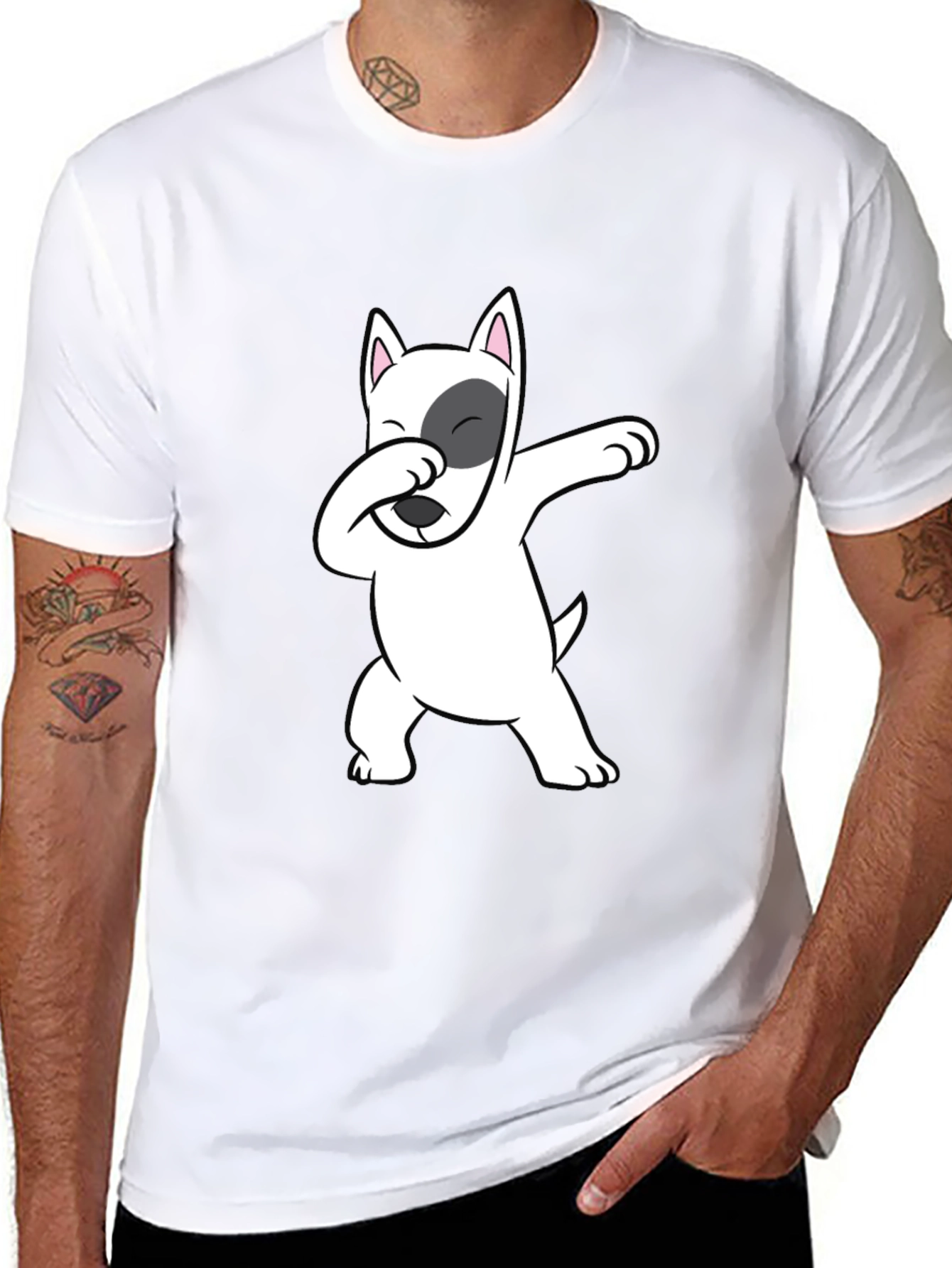 Dabbing Dog Graphic Tee - Cool Bull Terrier T-Shirt