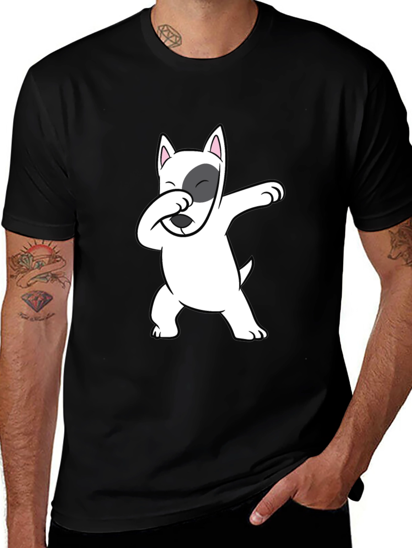 Dabbing Dog Graphic Tee - Cool Bull Terrier T-Shirt
