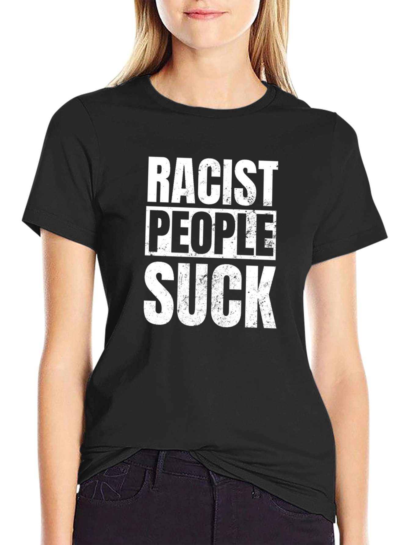 Racist People Suck Slogan T-Shirt