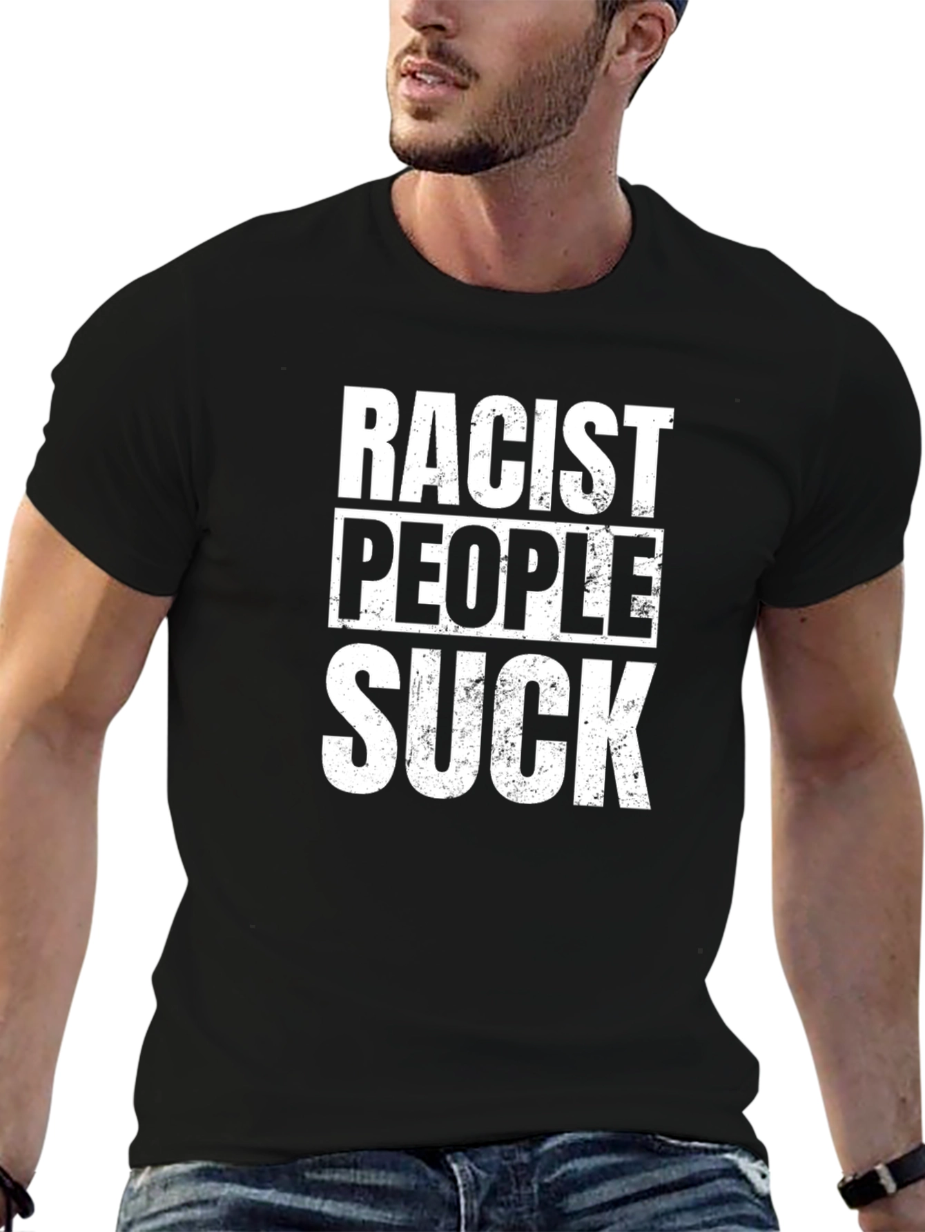 Racist People Suck Slogan T-Shirt