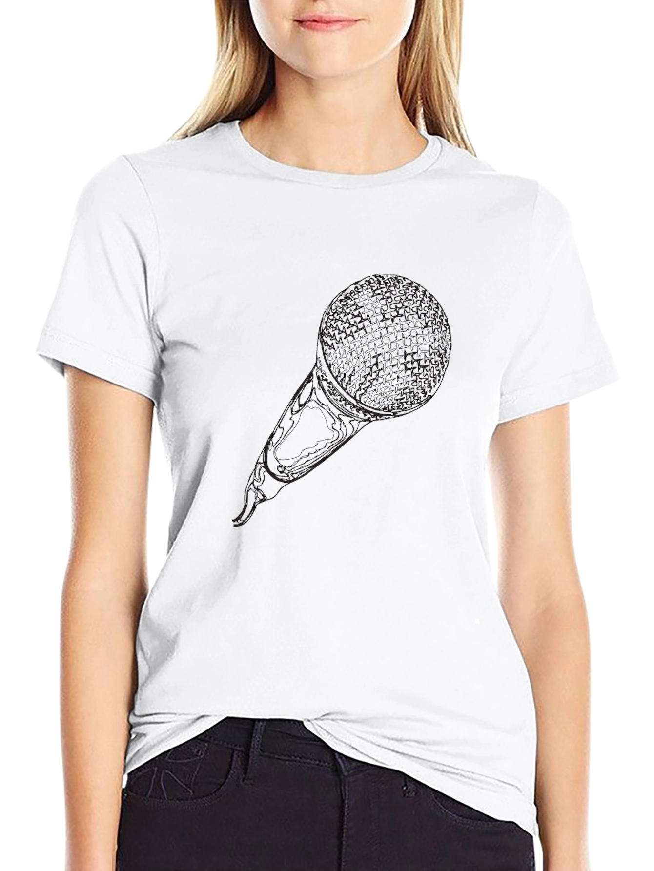 Black Microphone Graphic Tee - Music Lover Shirt