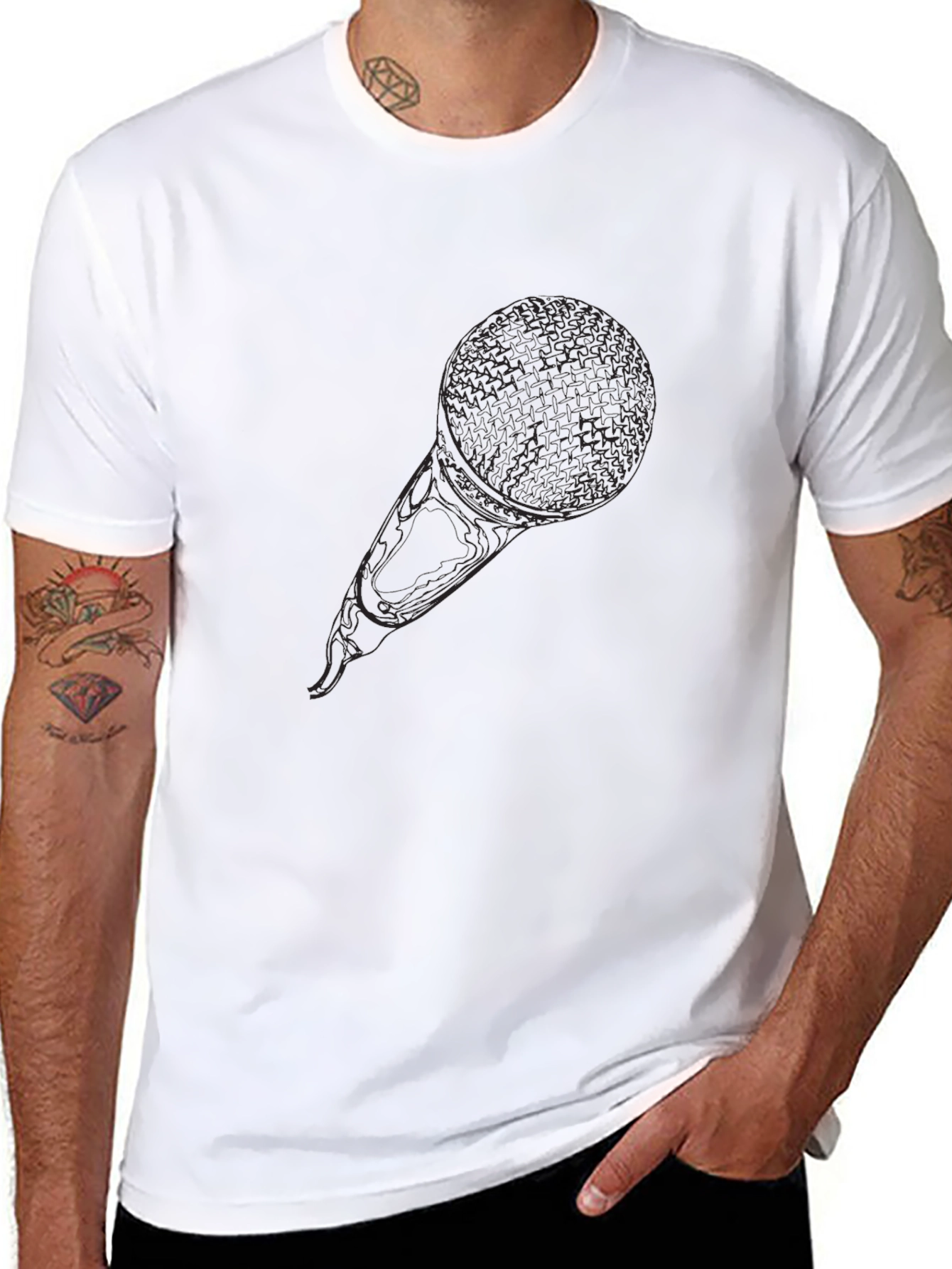Black Microphone Graphic Tee - Music Lover Shirt