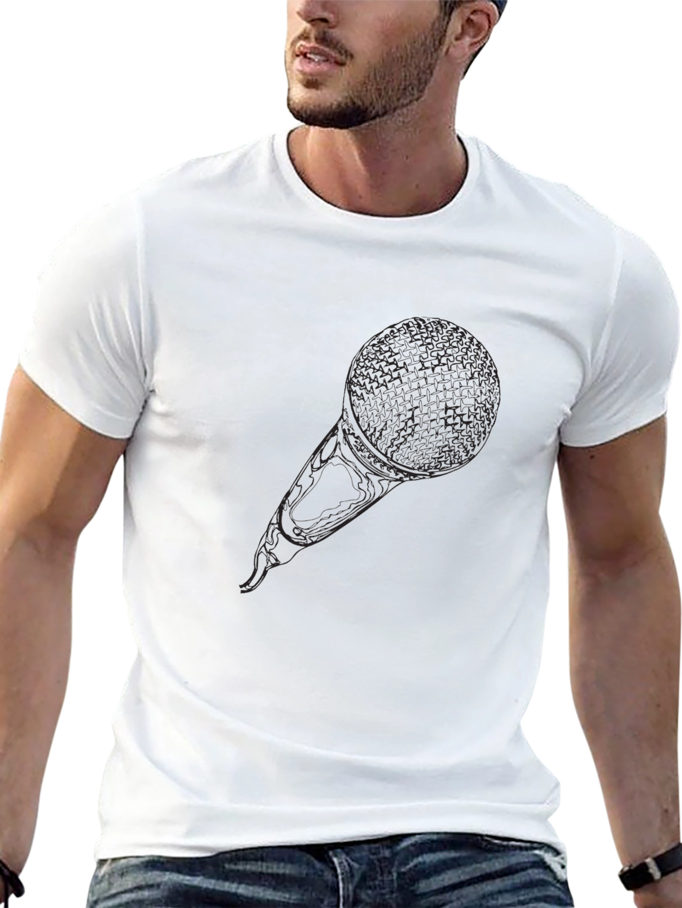 Black Microphone Graphic Tee - Music Lover Shirt