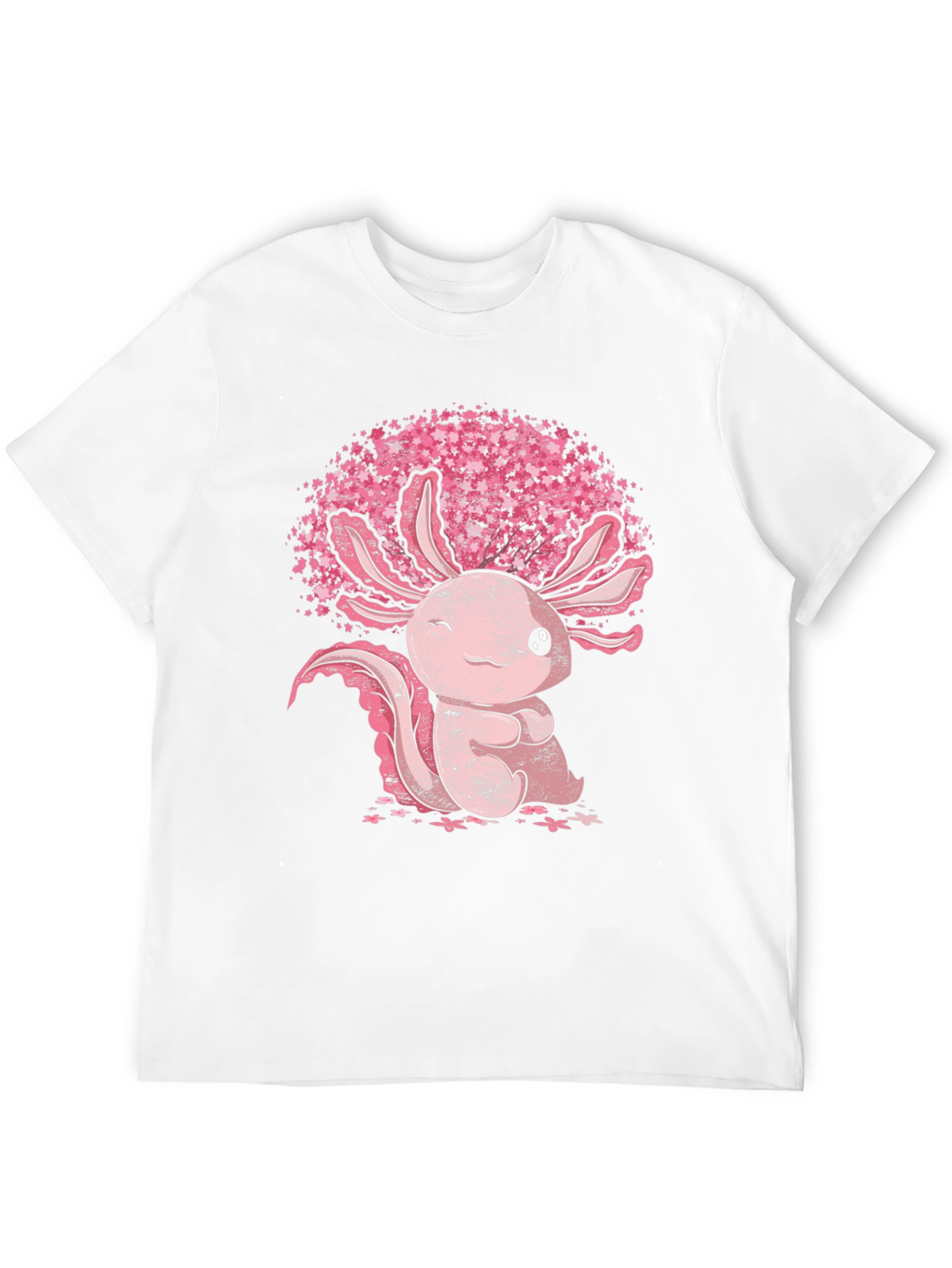 Axolotl Sakura Black T-Shirt - Cute Amphibian Tee