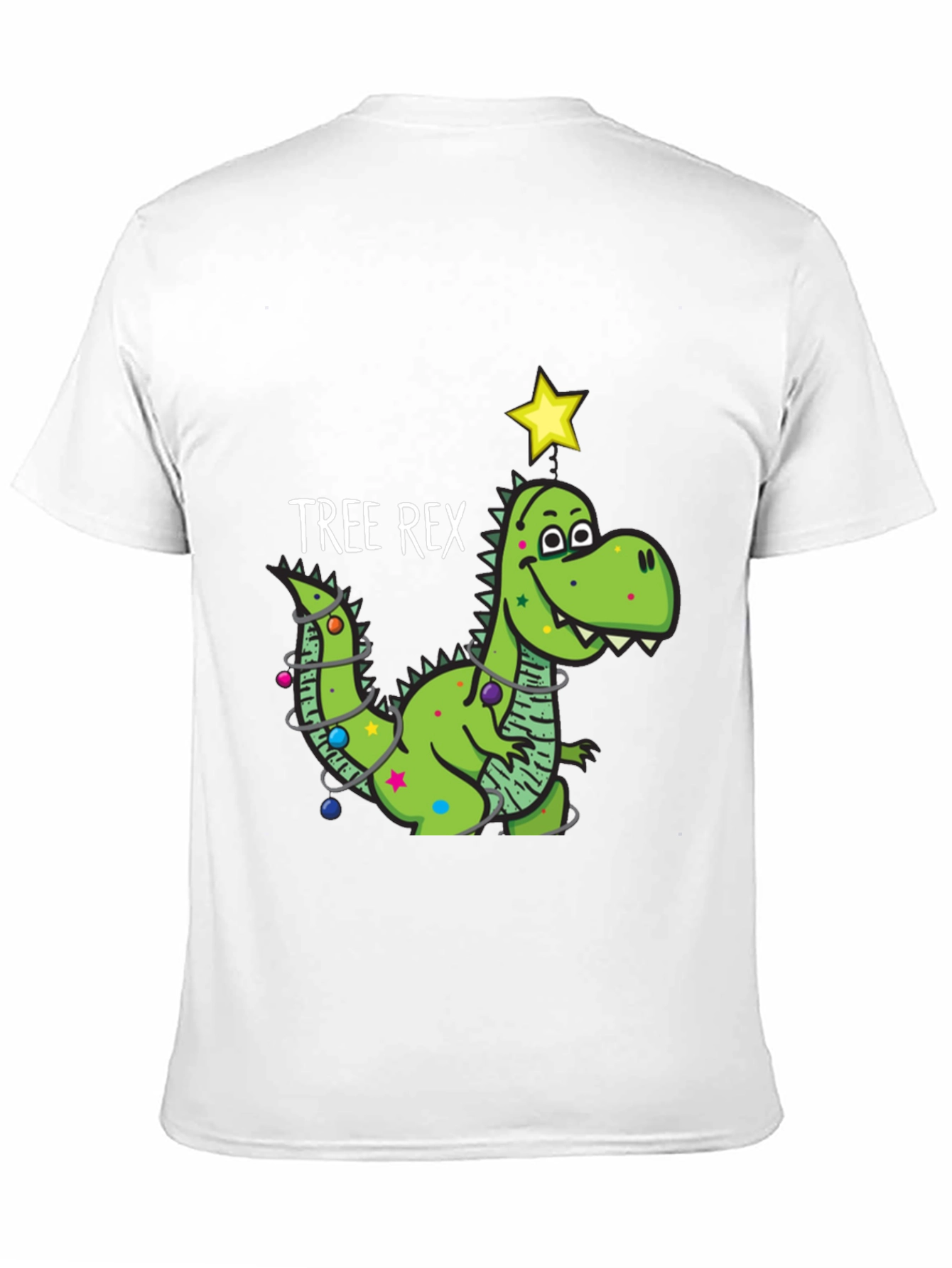 Tree Rex Dinosaur Christmas Black T-Shirt