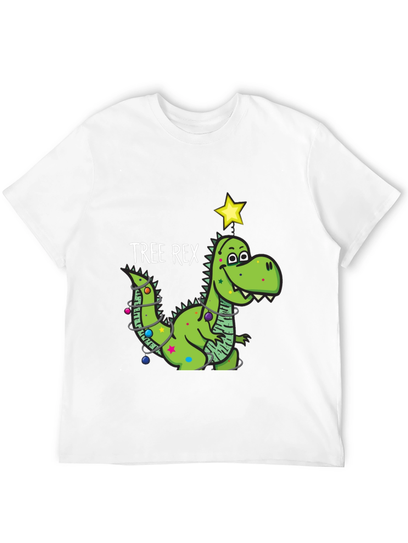 Tree Rex Dinosaur Christmas Black T-Shirt