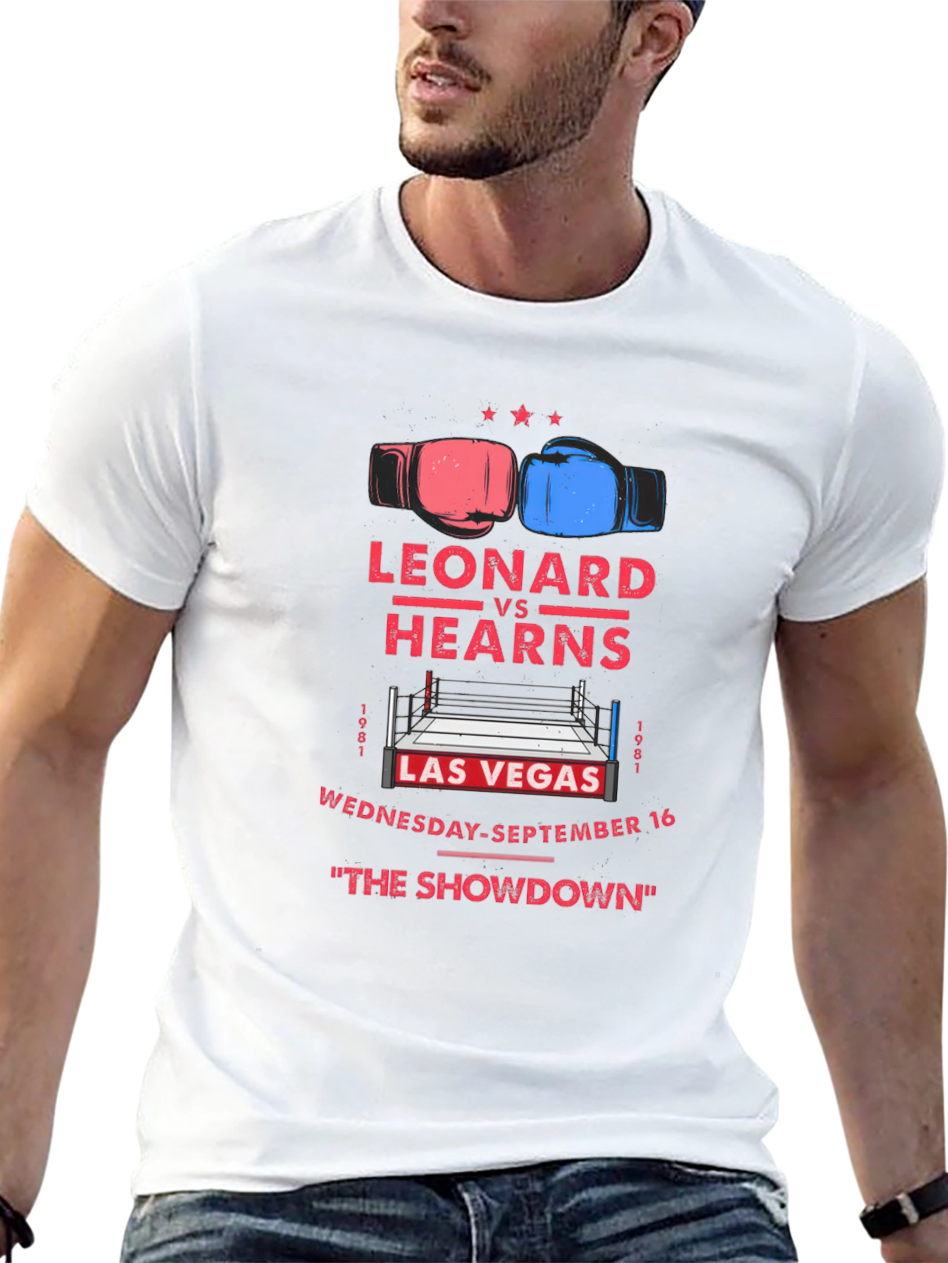 Leonard vs Hearns The Showdown Black T-Shirt