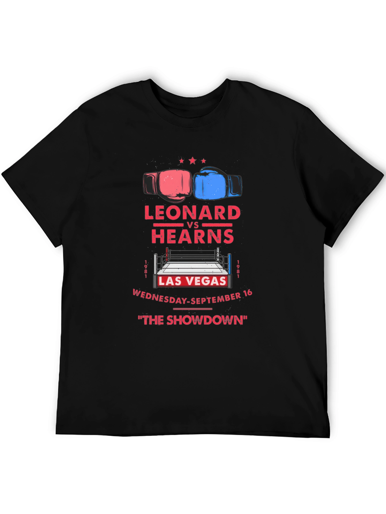 Leonard vs Hearns The Showdown Black T-Shirt
