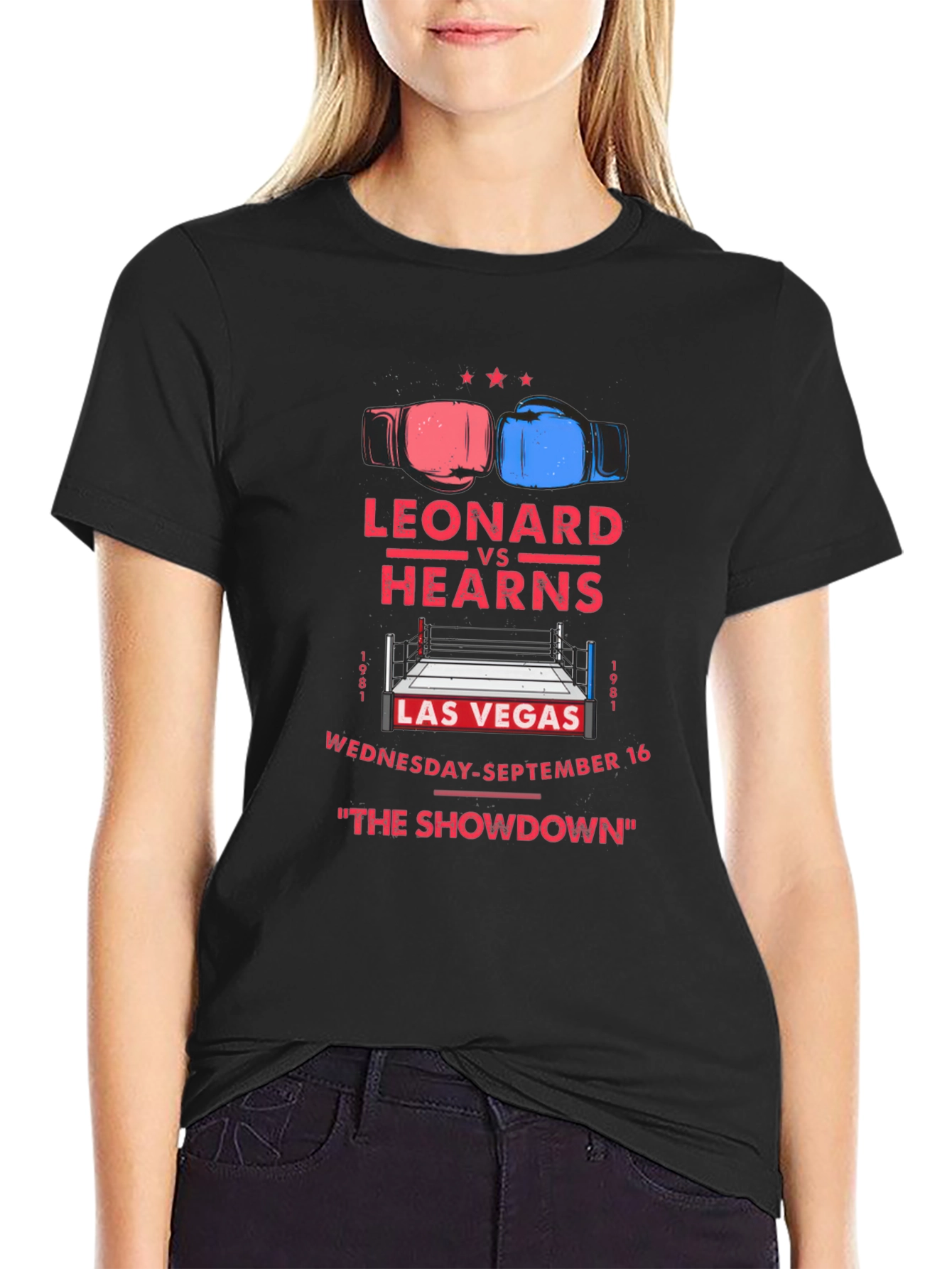 Leonard vs Hearns The Showdown Black T-Shirt