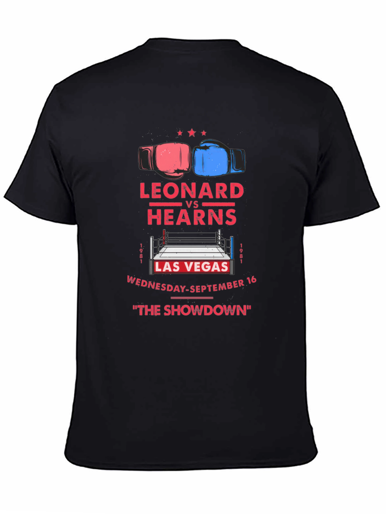 Leonard vs Hearns The Showdown Black T-Shirt