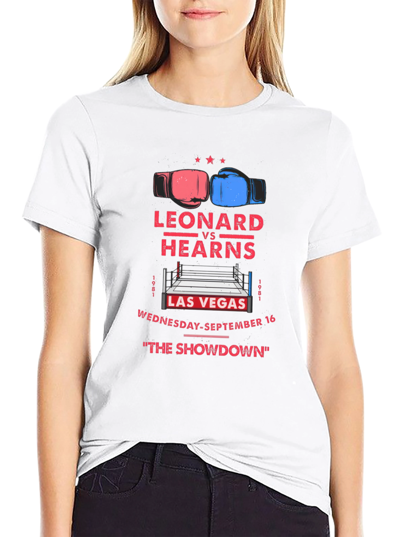 Leonard vs Hearns The Showdown Black T-Shirt
