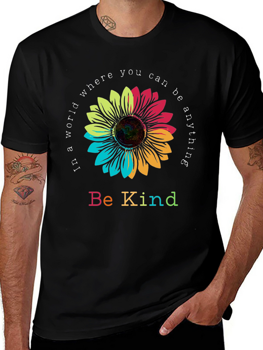 Be Kind Sunflower Graphic Tee - Black
