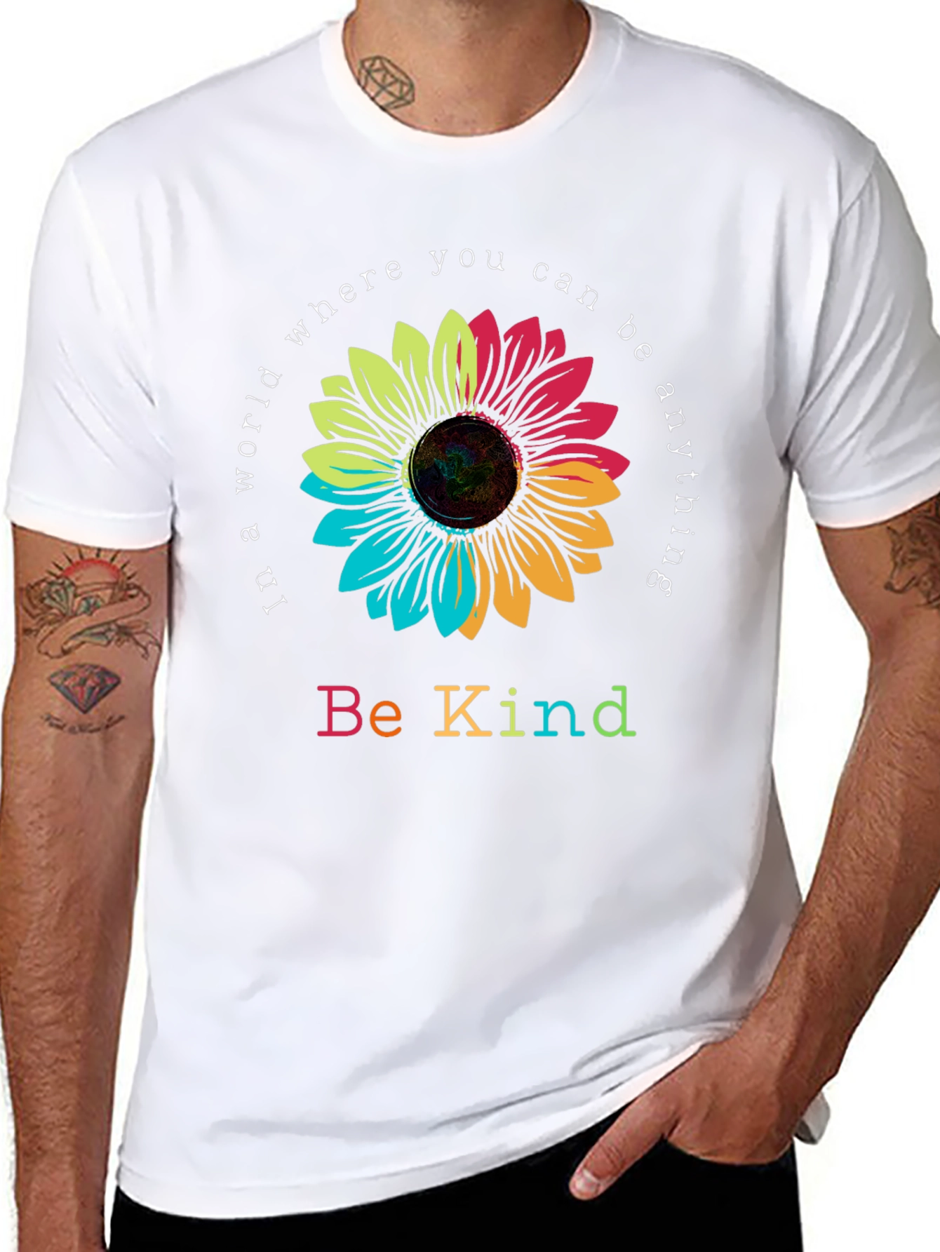 Be Kind Sunflower Graphic Tee - Black