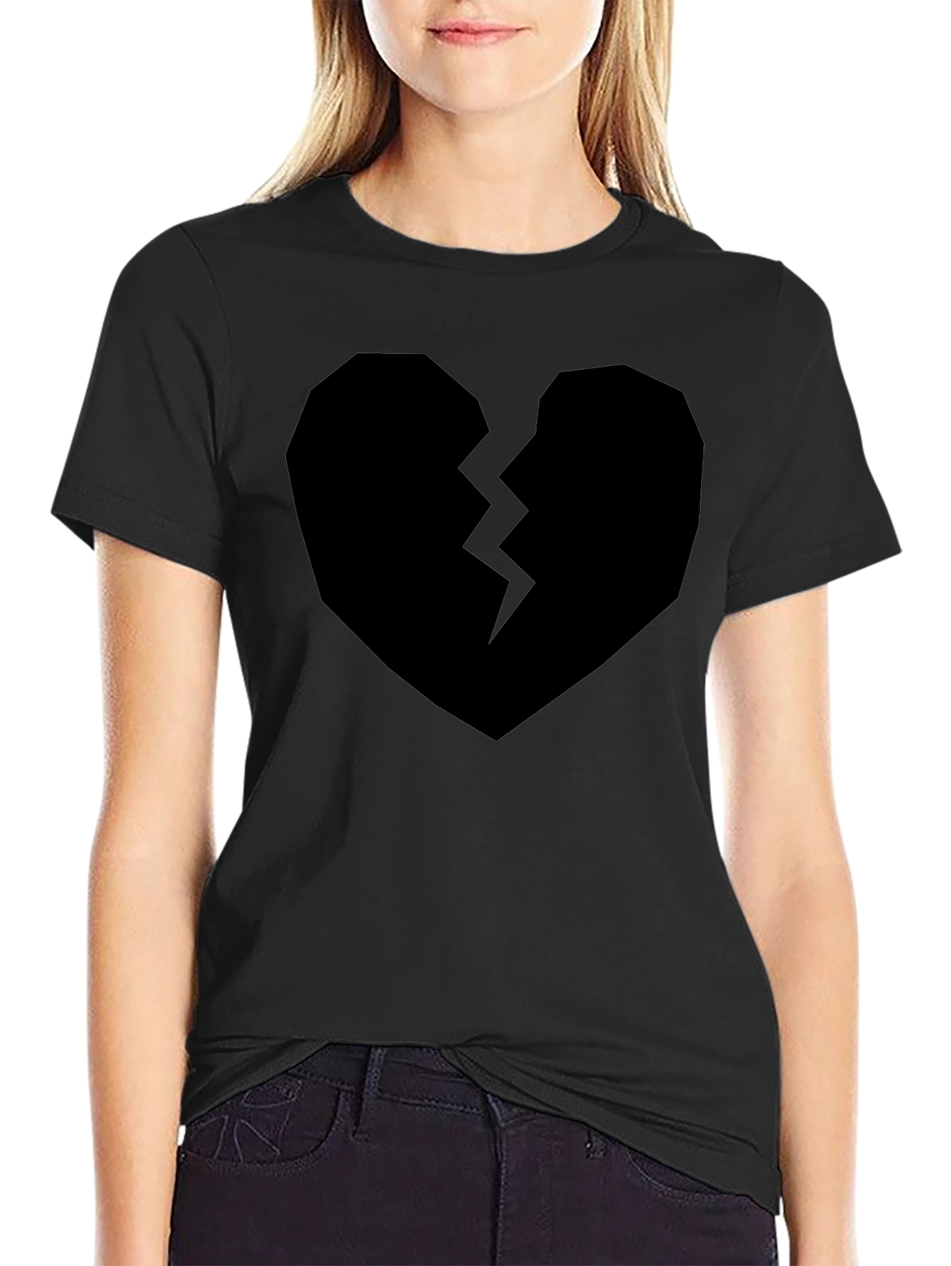 Black Broken Heart Graphic T-Shirt