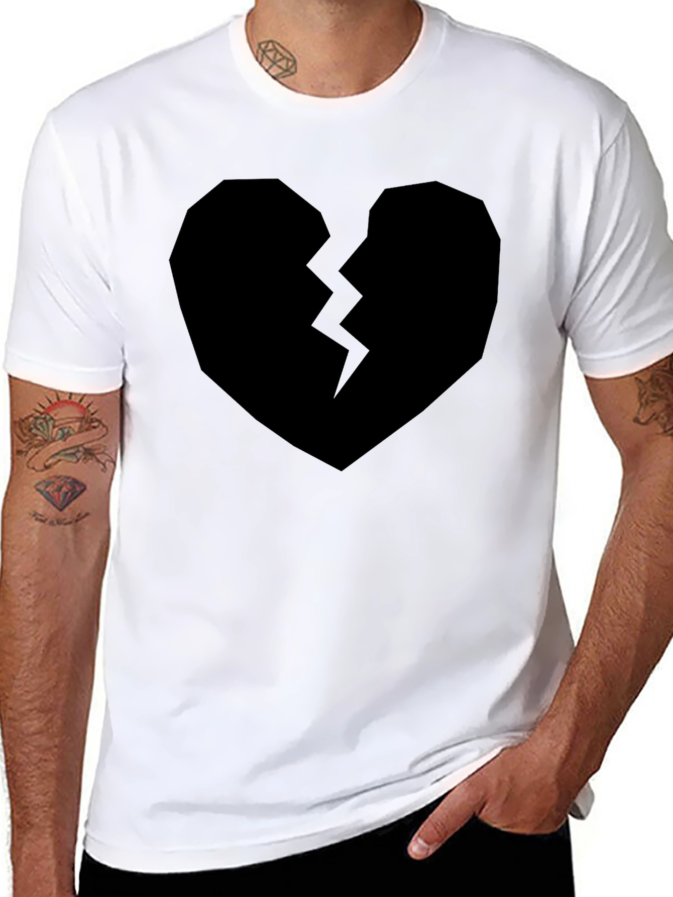 Black Broken Heart Graphic T-Shirt