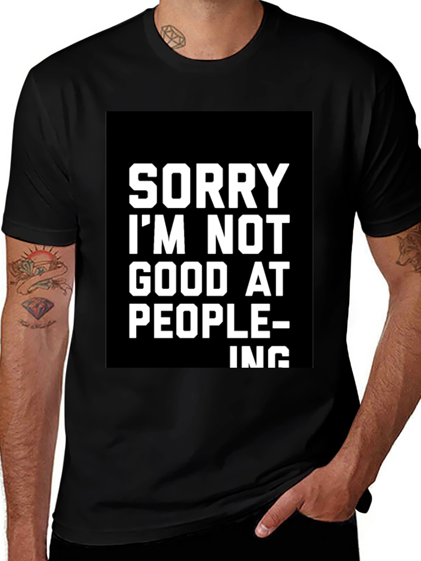 Funny Sarcastic Sorry Graphic Tee - Black