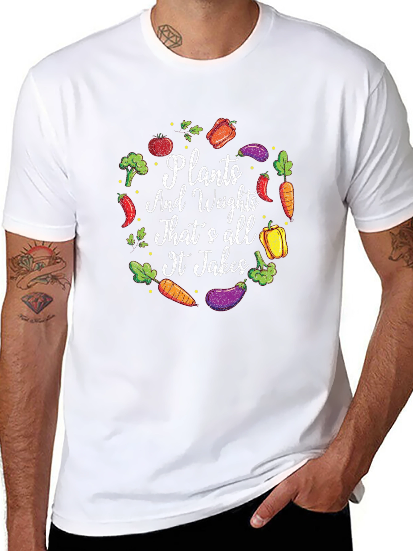 Plants and Weights T-Shirt - Vegan Fitness Apparel