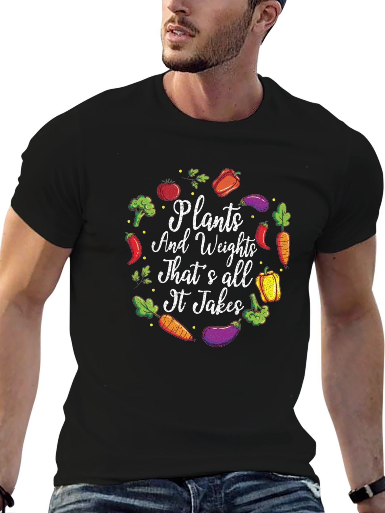 Plants and Weights T-Shirt - Vegan Fitness Apparel