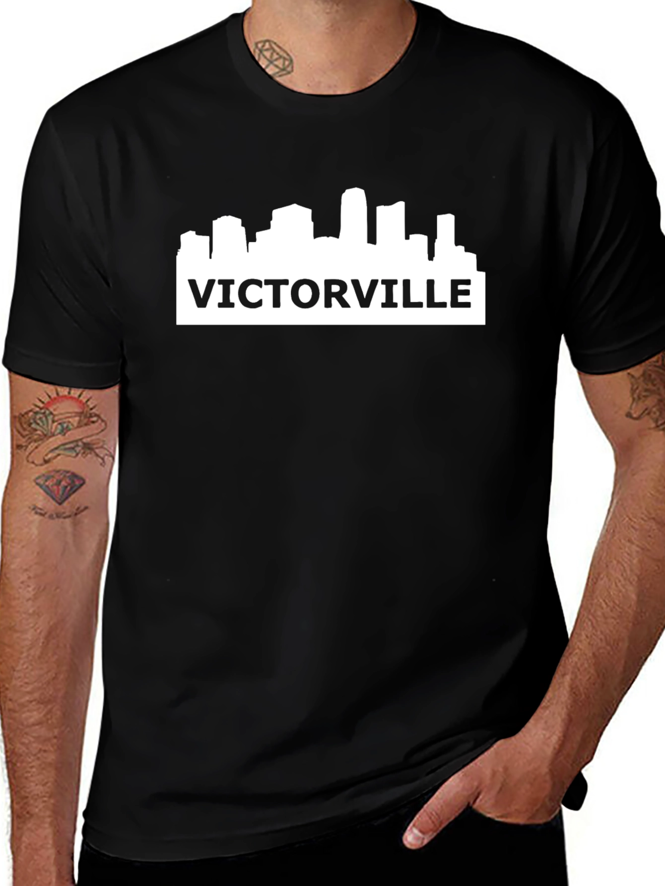 Victorville Cityscape Black T-Shirt