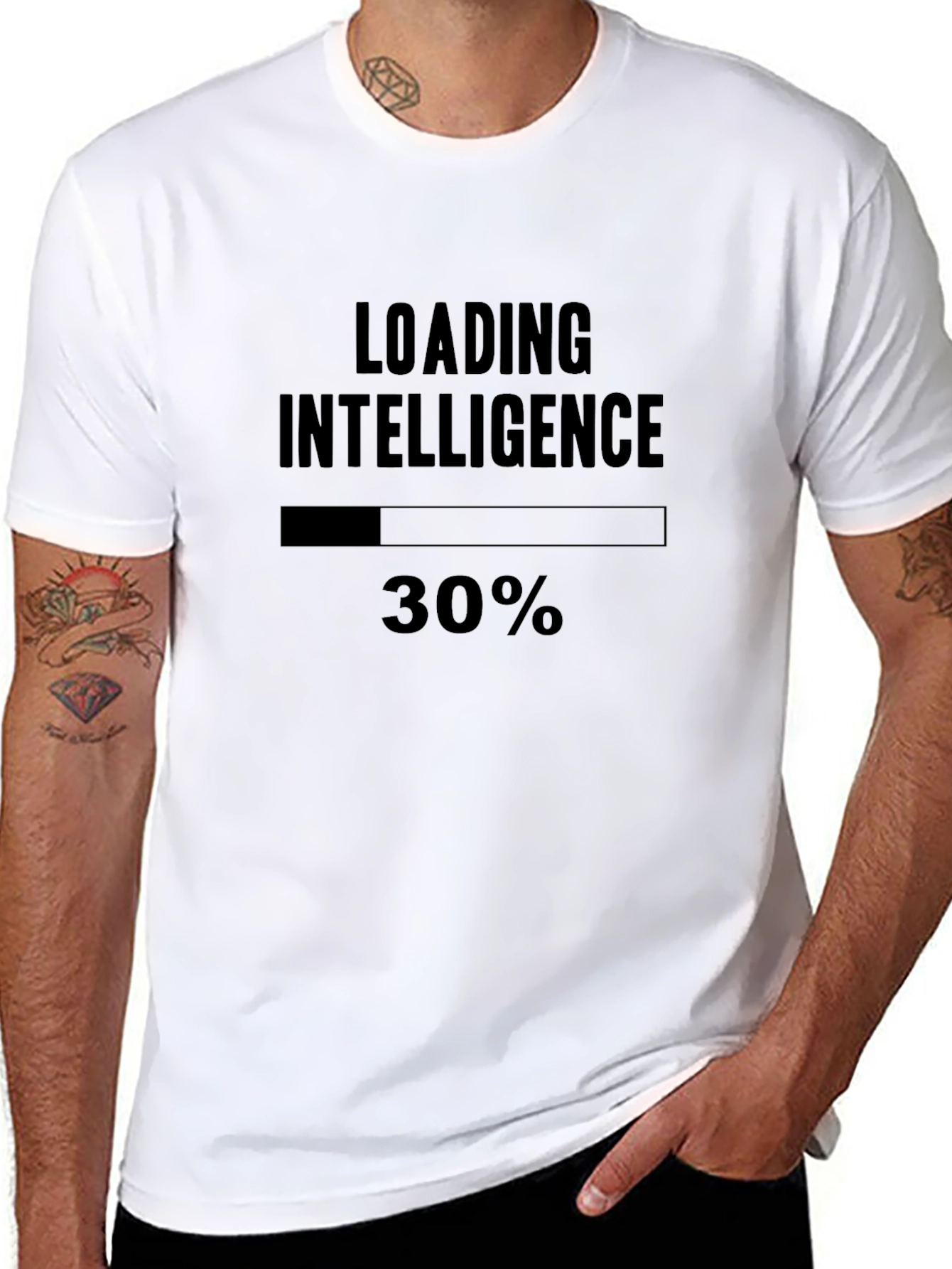 Loading Intelligence Mens Black Graphic Tee Shirt