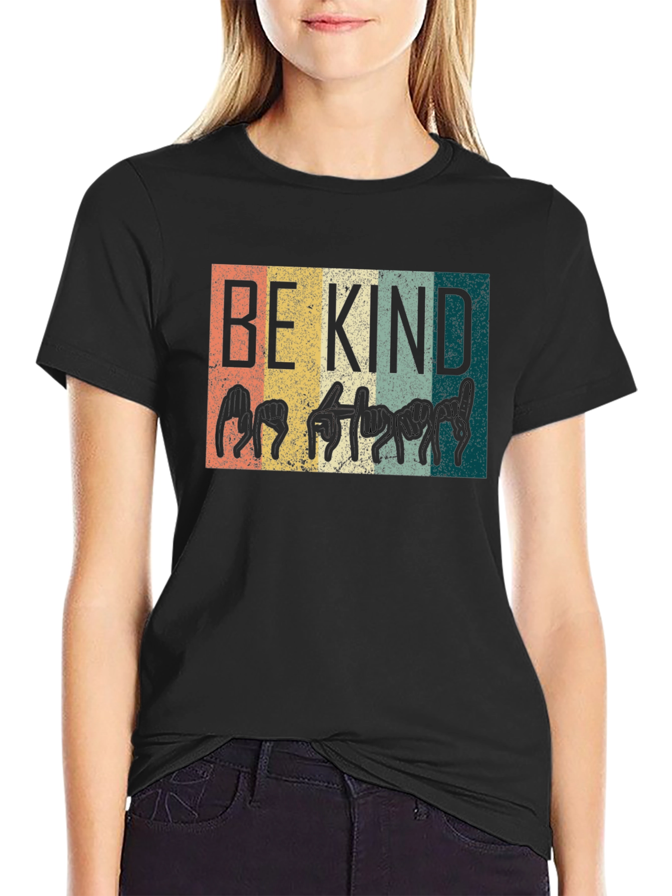 Be Kind Sign Language T-Shirt - Black