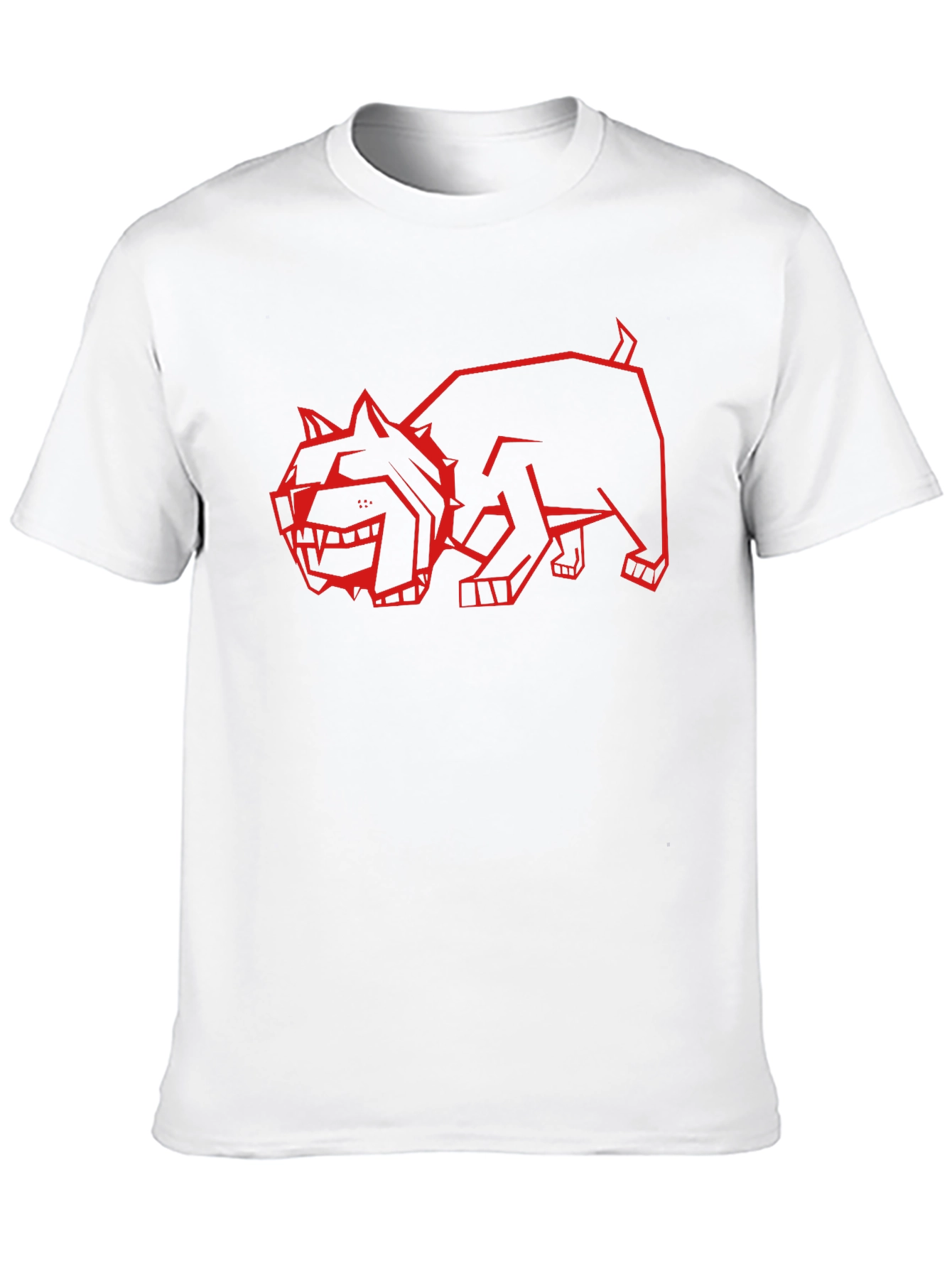 Geometric Red Dog Graphic Black T-Shirt
