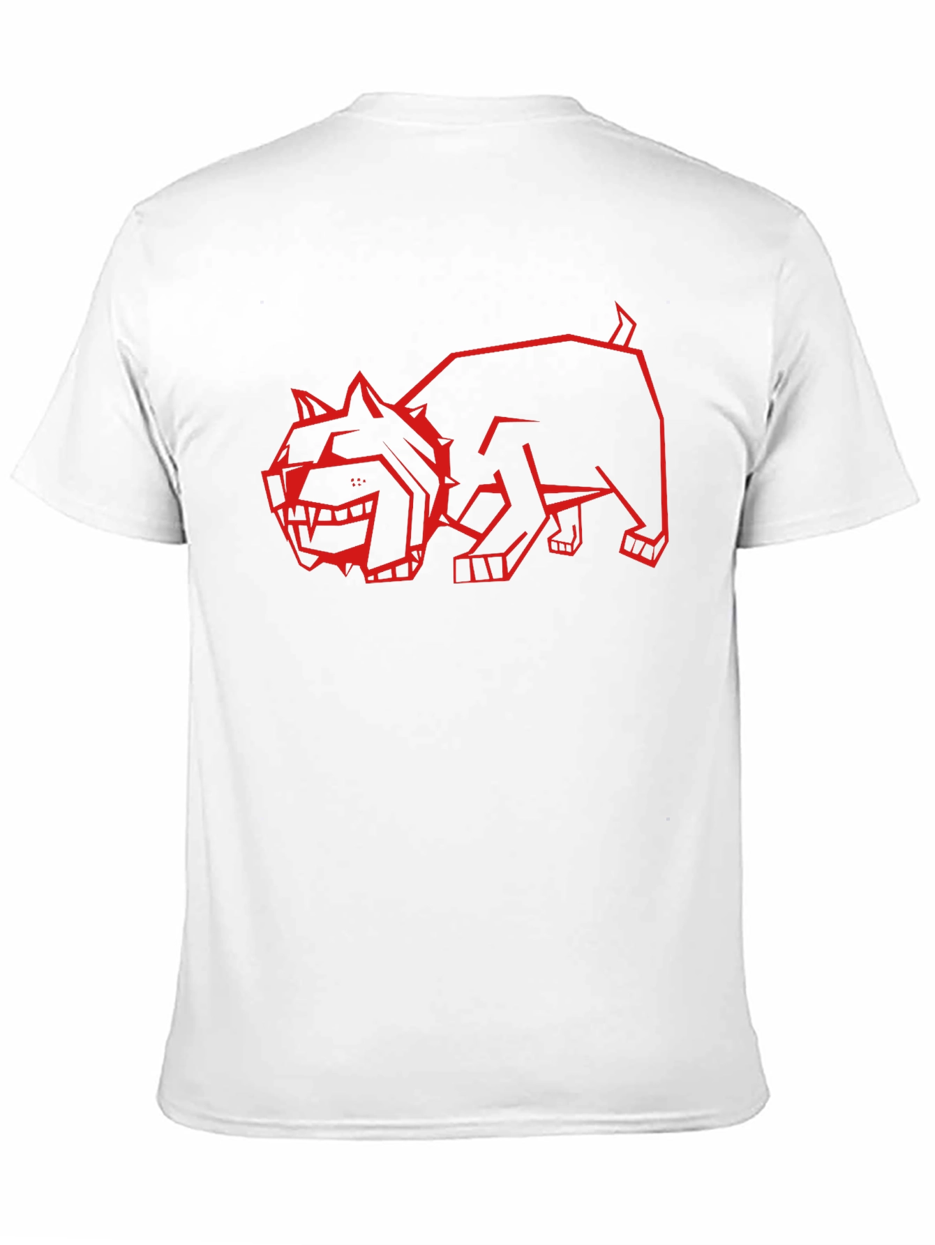 Geometric Red Dog Graphic Black T-Shirt