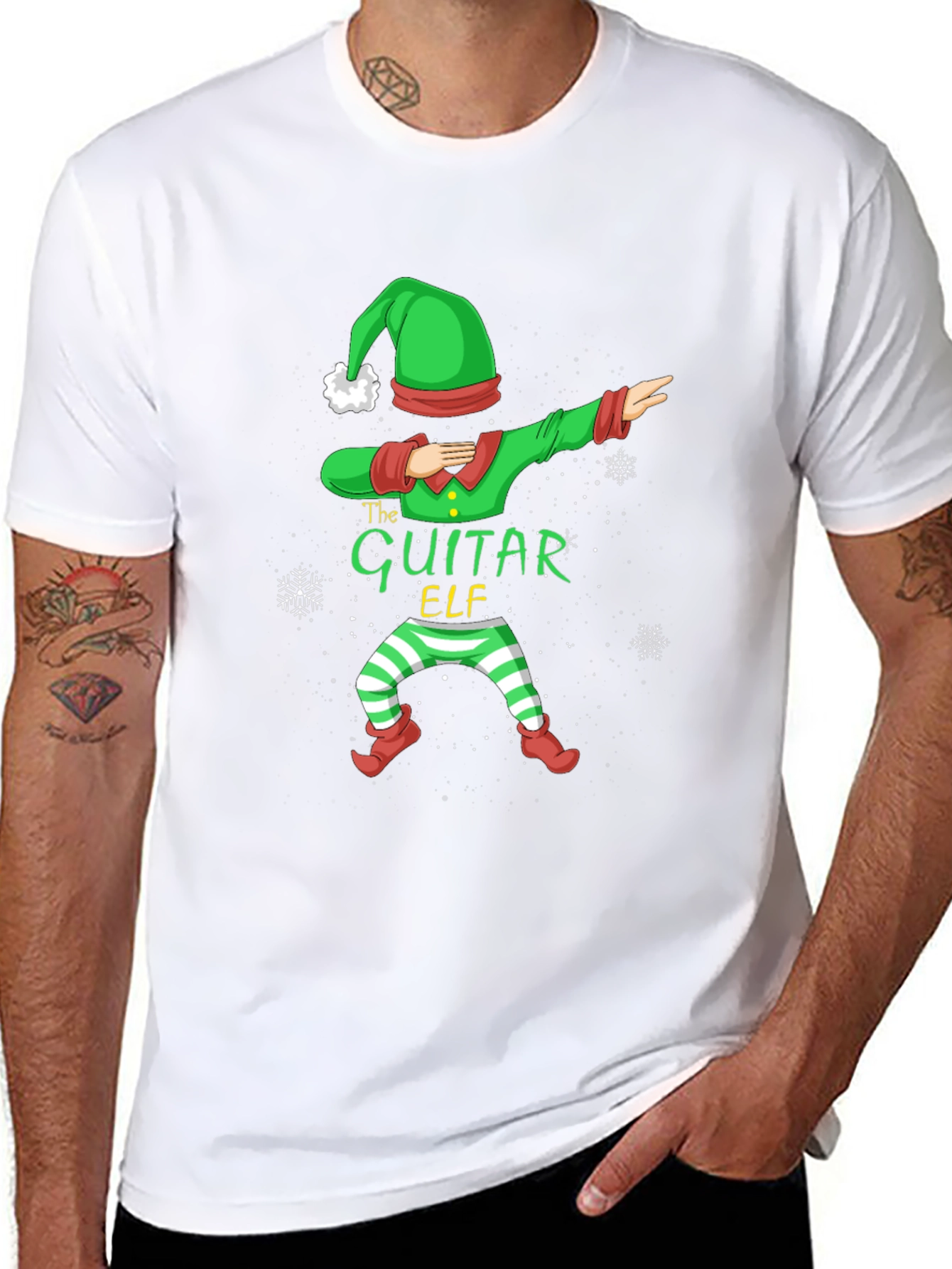 The Guitar Elf Dabbing Christmas Tee