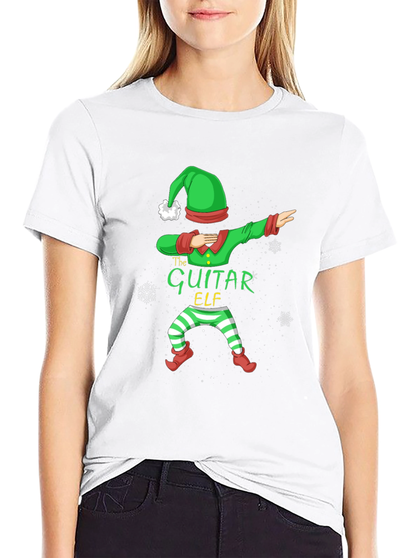 The Guitar Elf Dabbing Christmas Tee