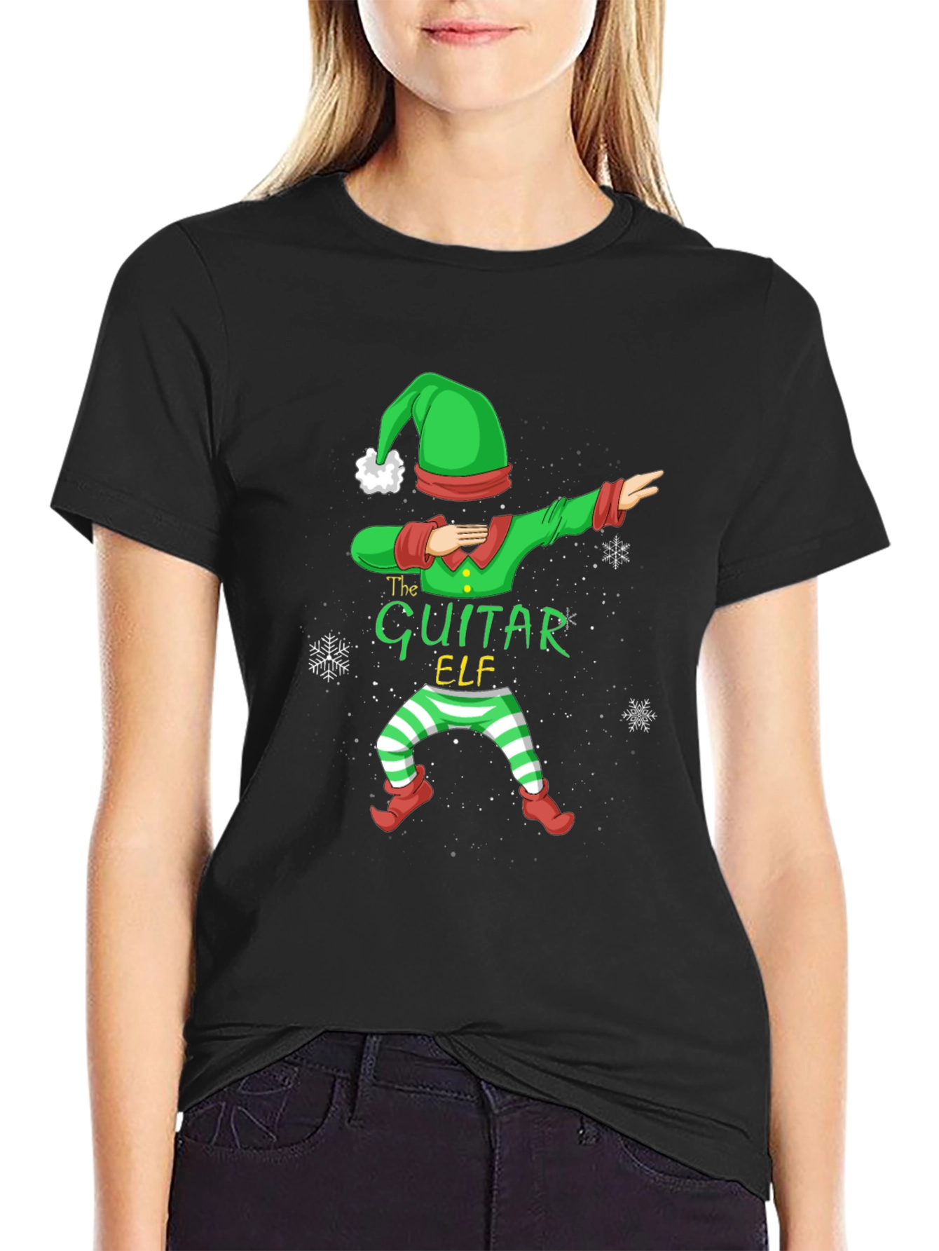 The Guitar Elf Dabbing Christmas Tee