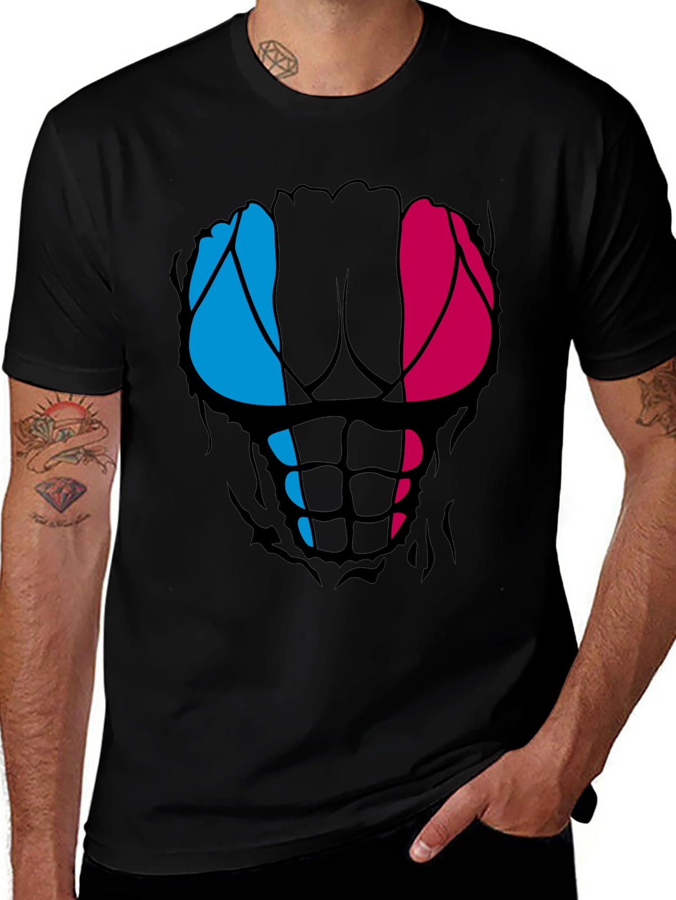 Funny Ripped Abs T-Shirt - Muscled Physique Design