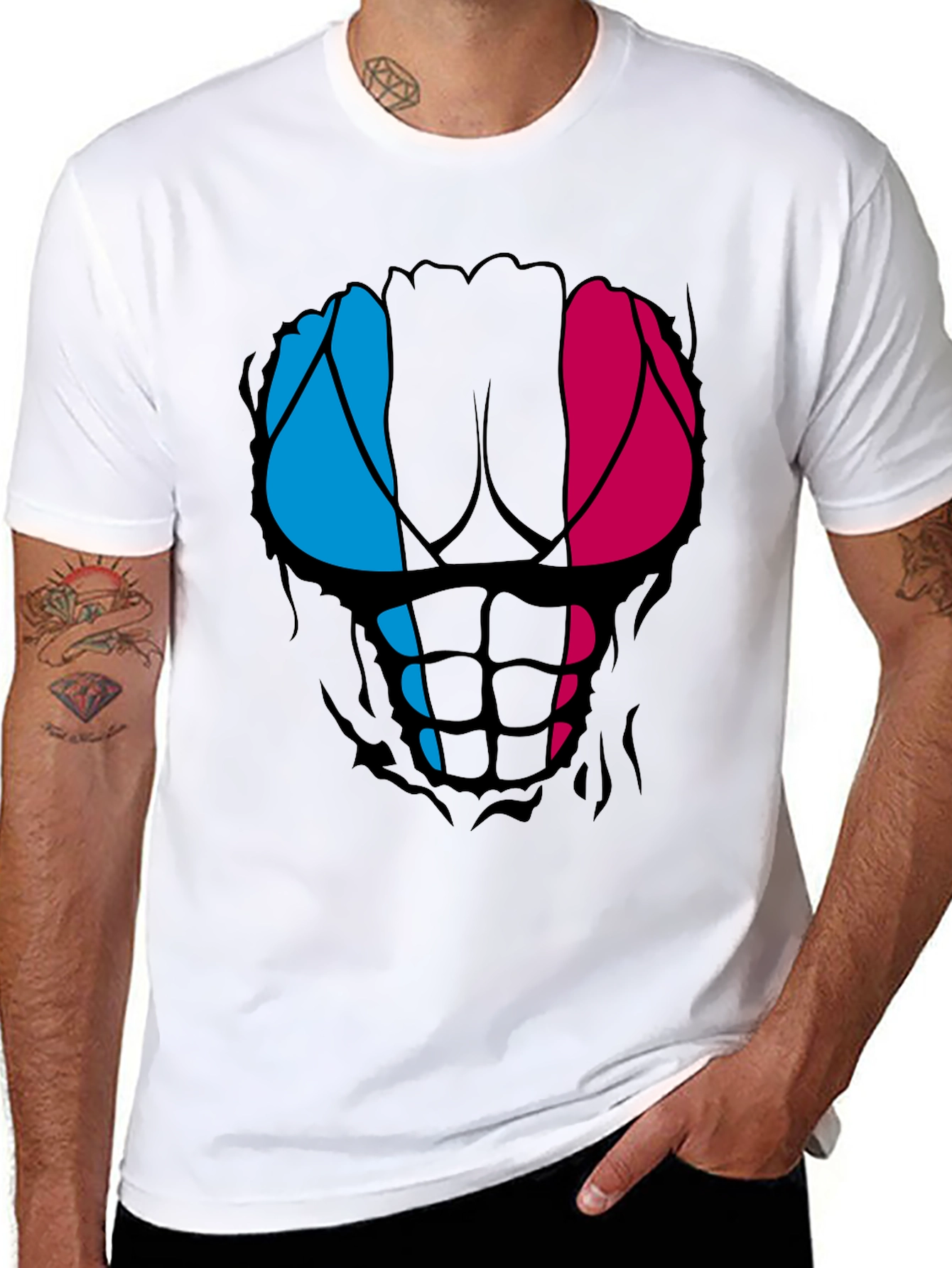 Funny Ripped Abs T-Shirt - Muscled Physique Design