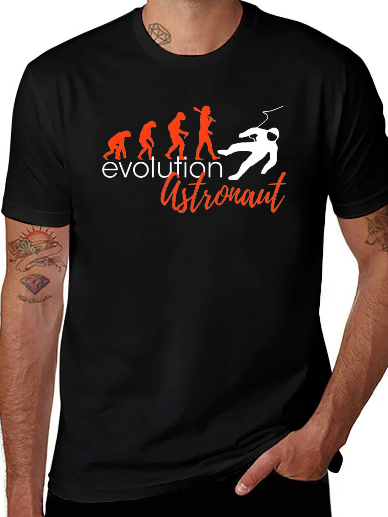 Evolution Astronaut Graphic T-Shirt - Black