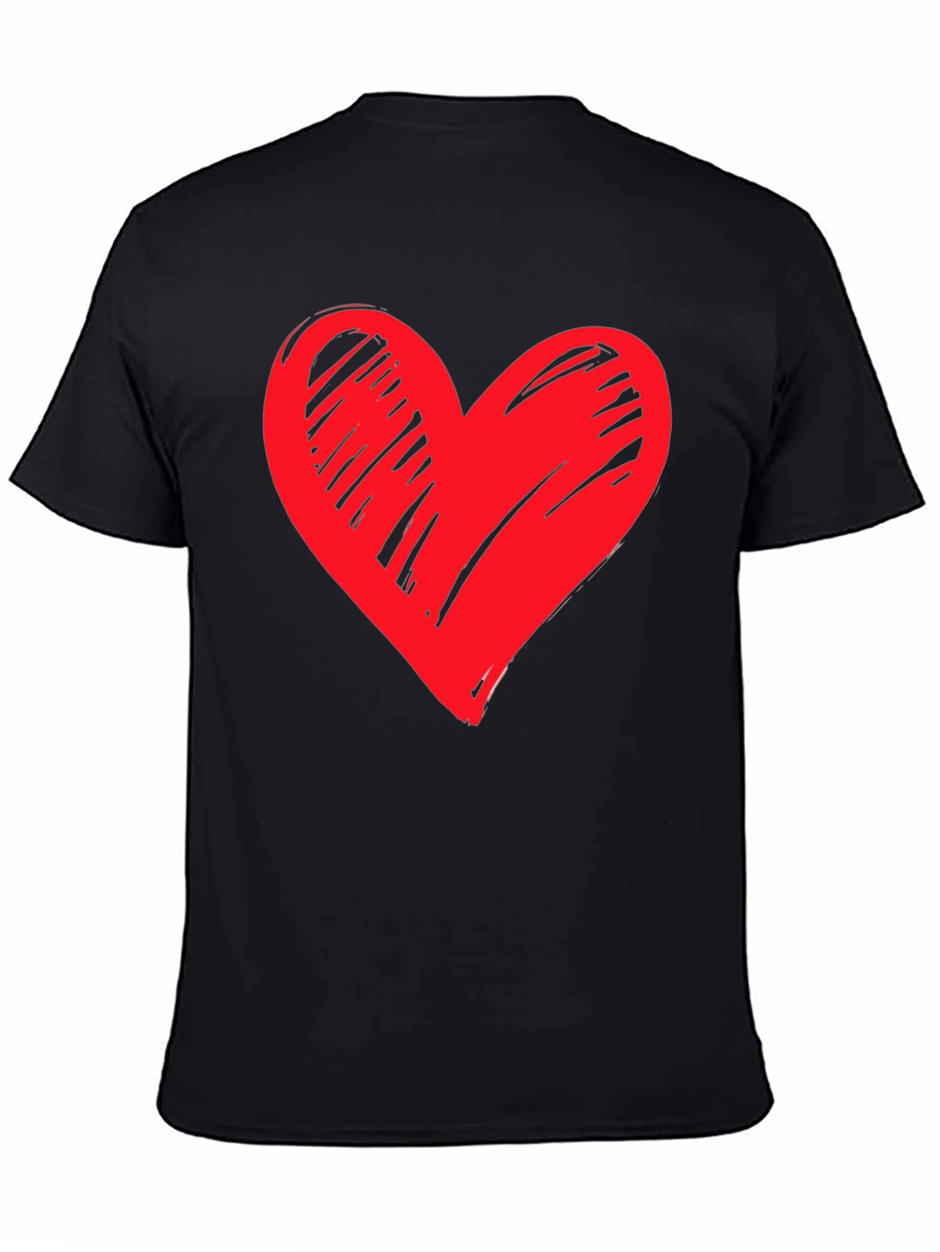 Heart Graphic Black T-Shirt Casual Tee