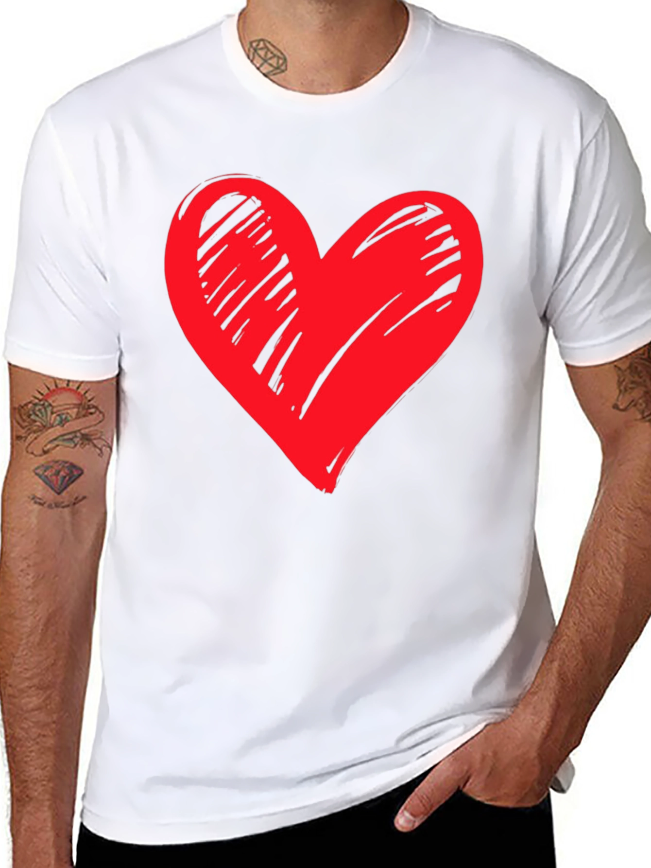 Heart Graphic Black T-Shirt Casual Tee