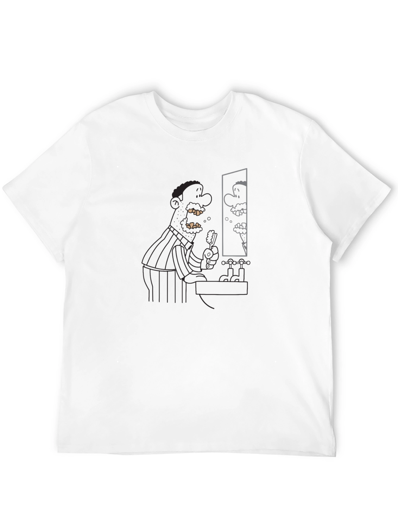 Cartoon Man in Mirror Black Tee