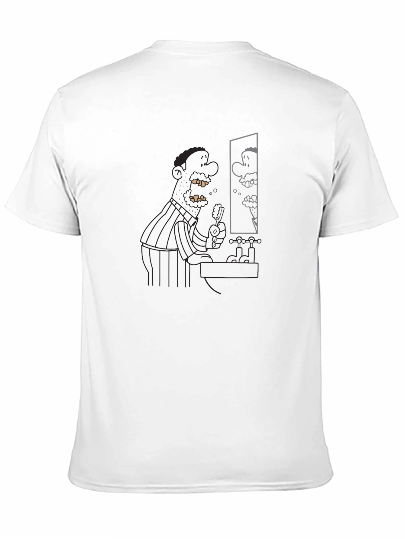 Cartoon Man in Mirror Black Tee