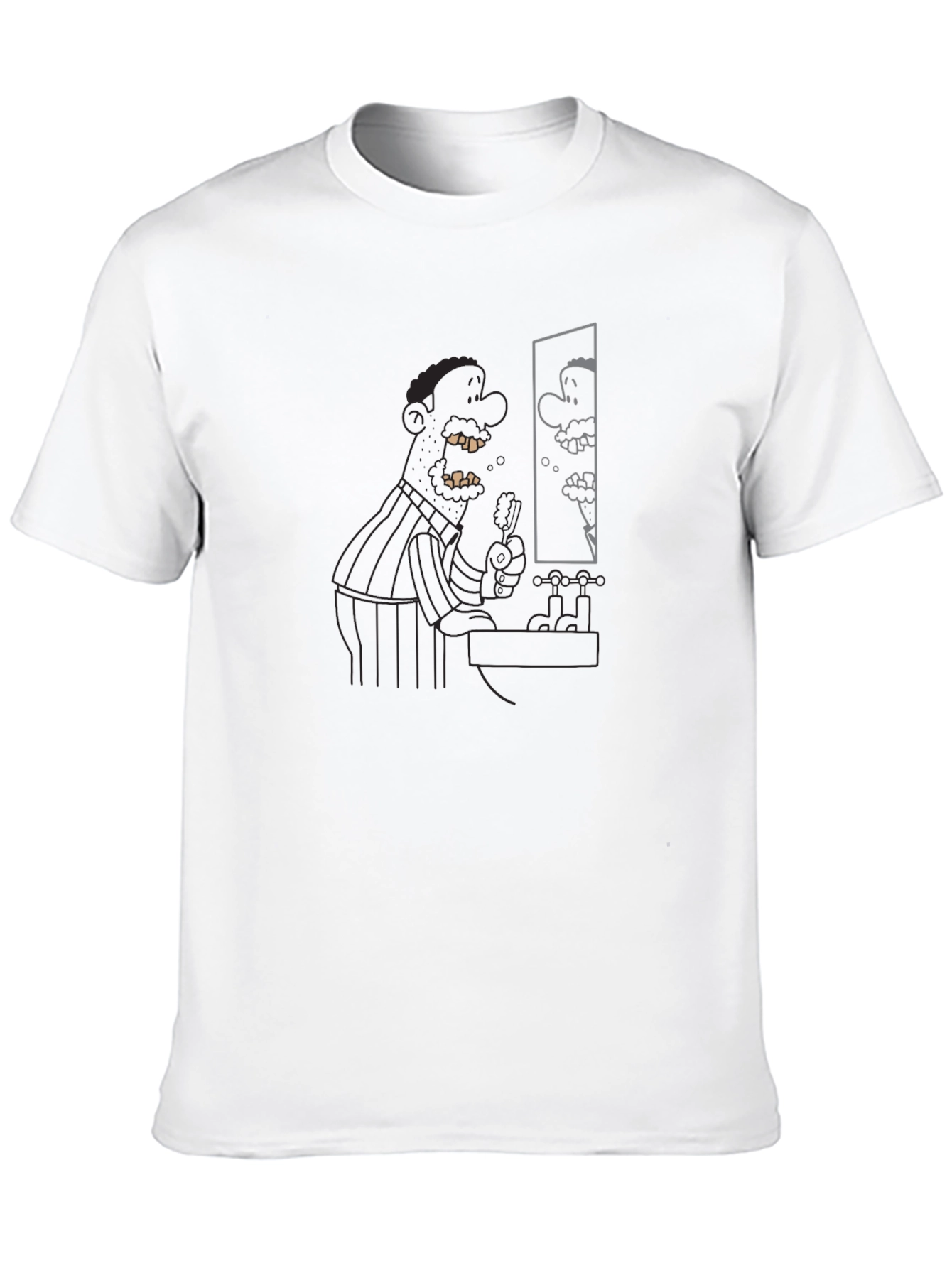 Cartoon Man in Mirror Black Tee