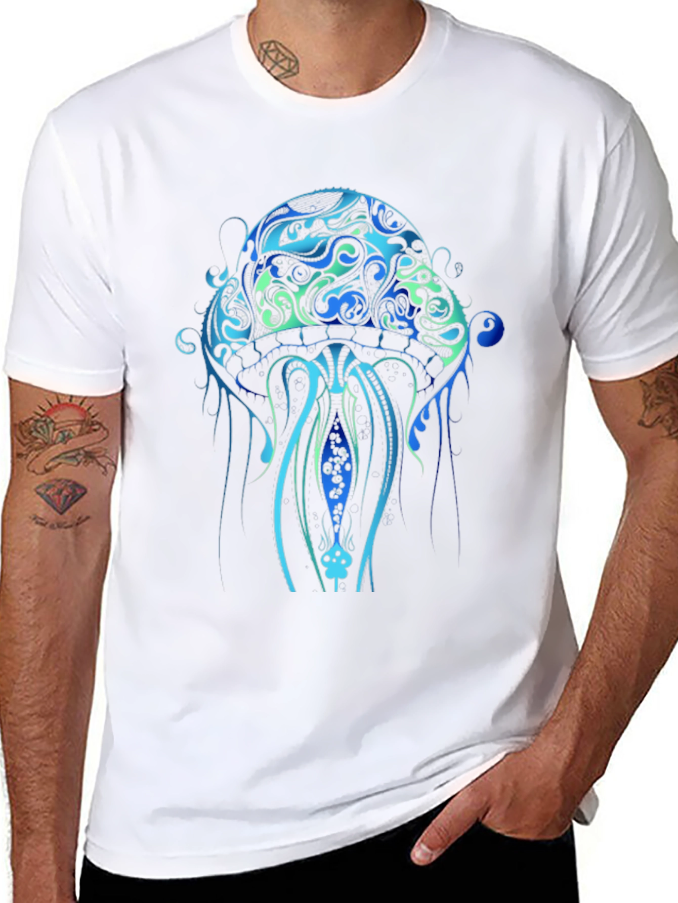Jellyfish Graphic Print Black T-Shirt