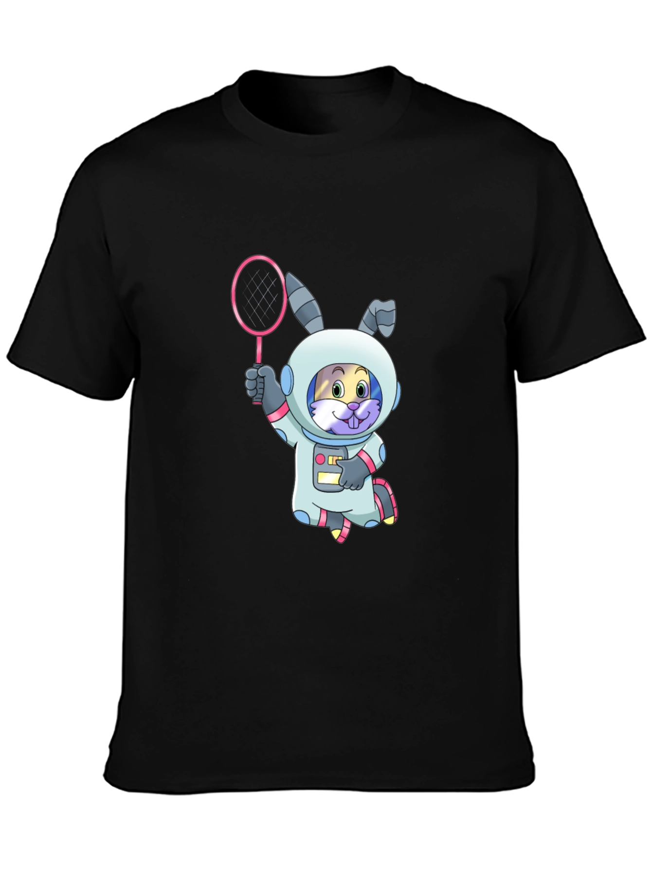 Astronaut Bunny T-Shirt - Black Cotton Graphic Tee