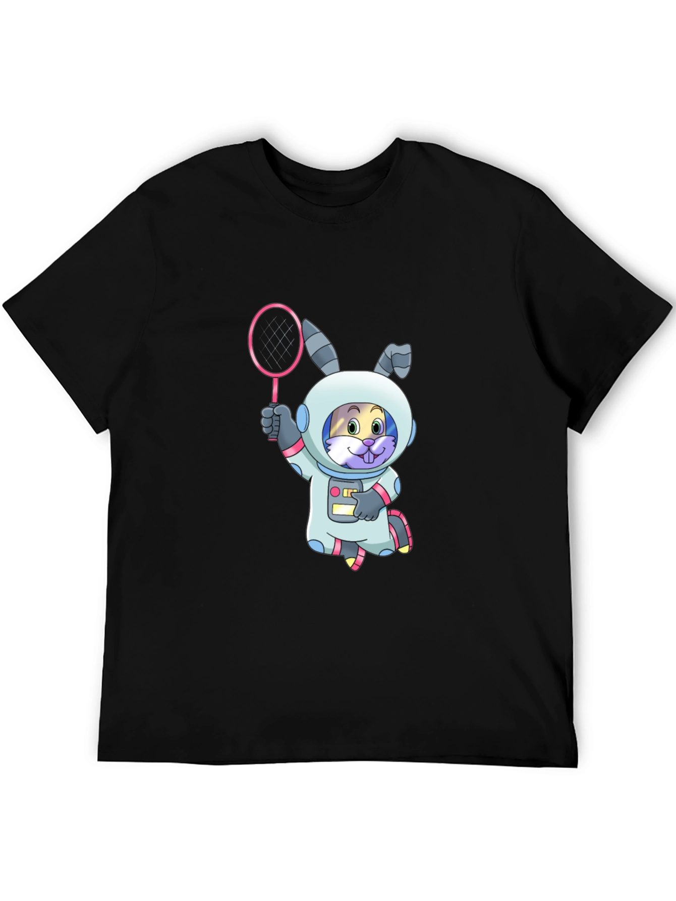Astronaut Bunny T-Shirt - Black Cotton Graphic Tee