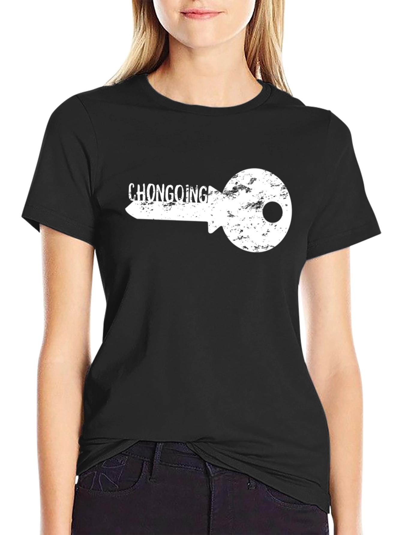 Chongoing Key Graphic Black Tee Shirt