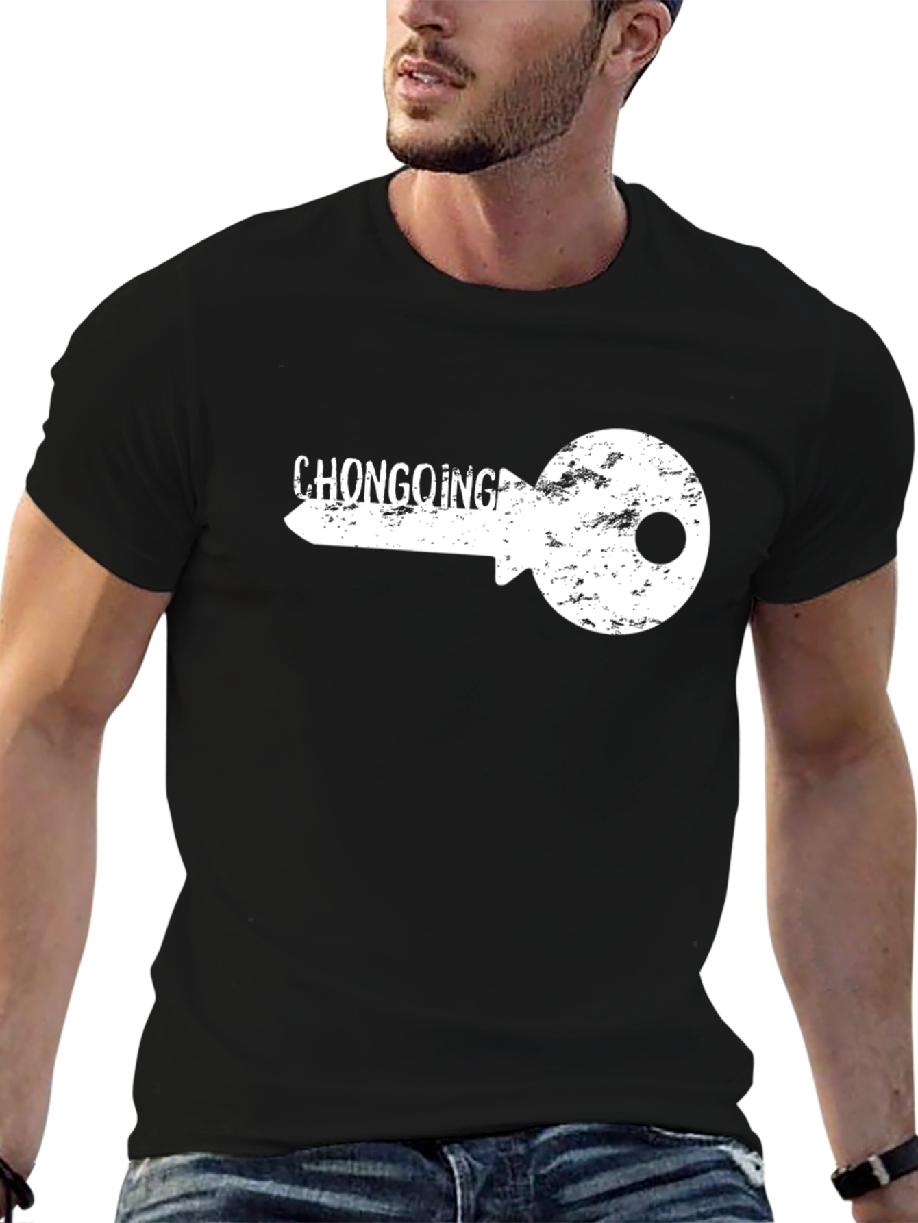 Chongoing Key Graphic Black Tee Shirt
