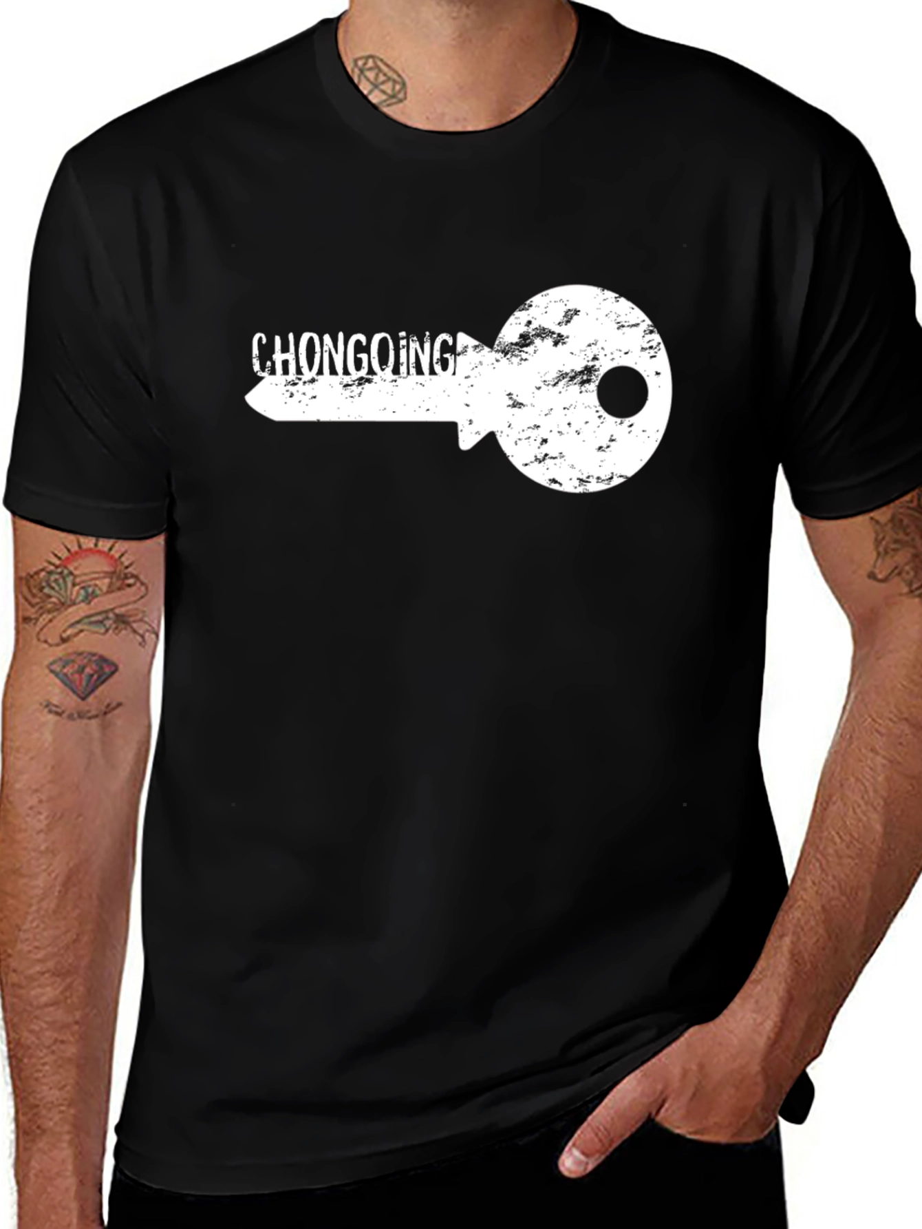 Chongoing Key Graphic Black Tee Shirt