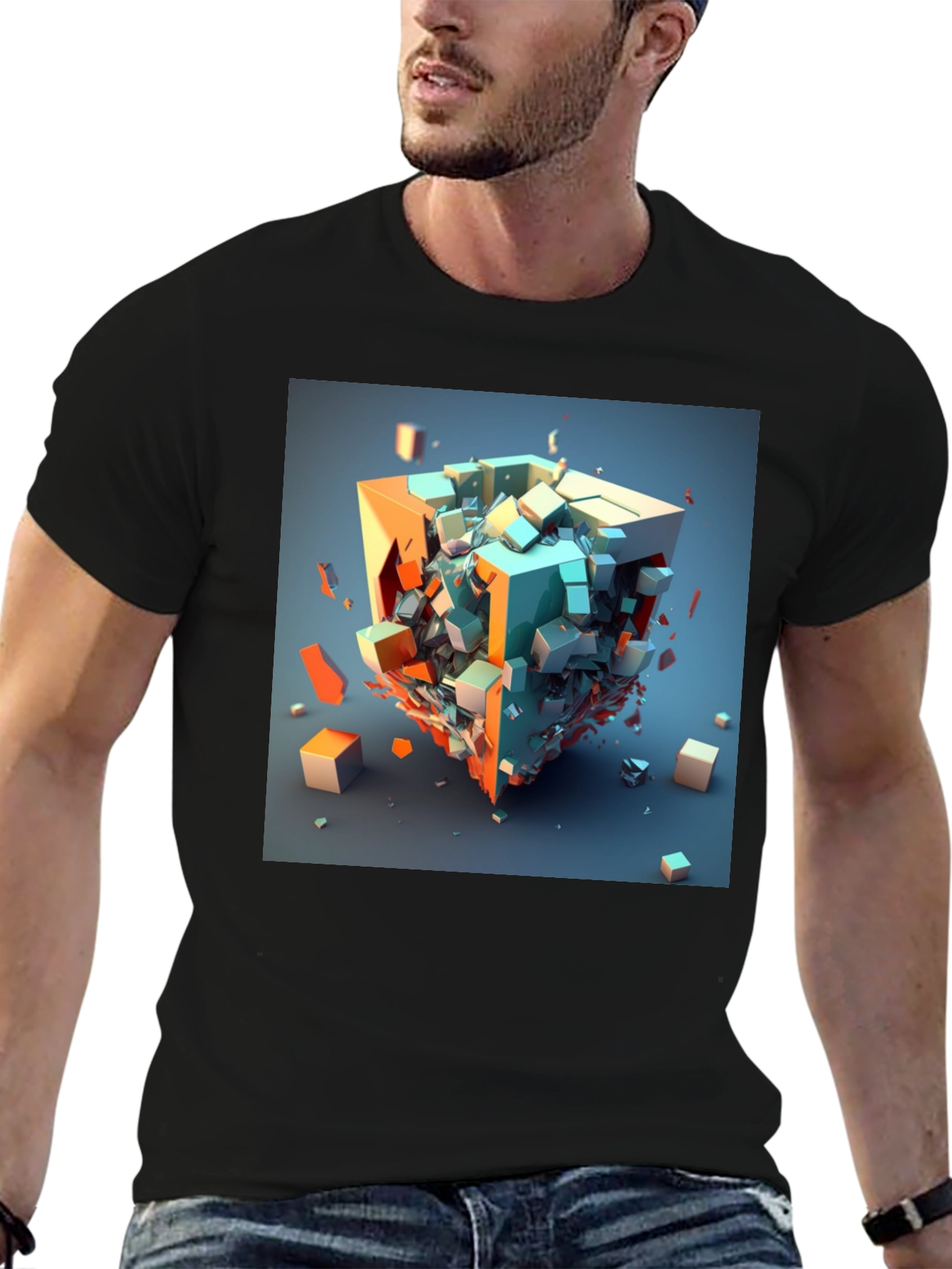 Abstract Cube Graphic Tee - Modern Art Shirt